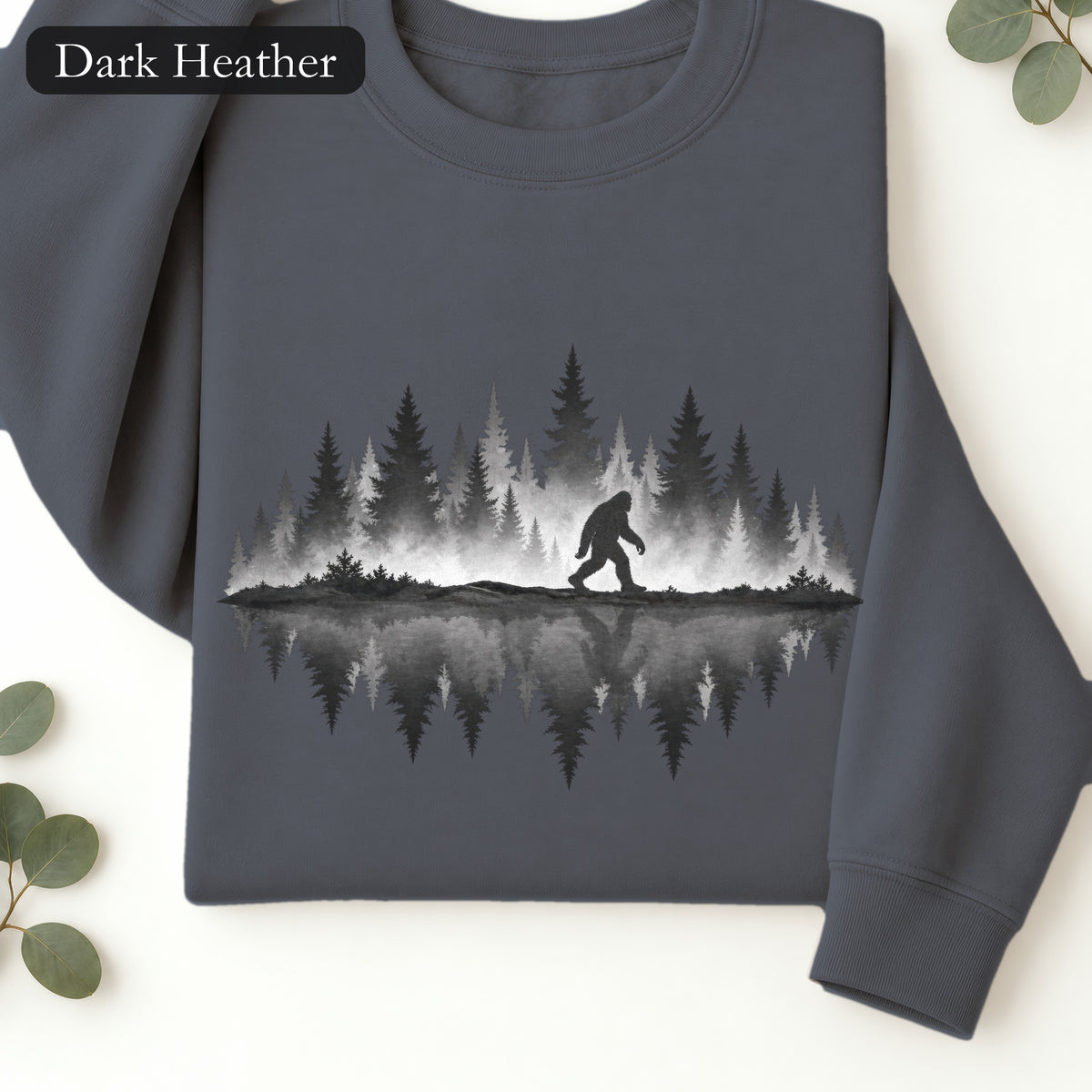 Bigfoot Silhouette Forest Crewneck Sweatshirt