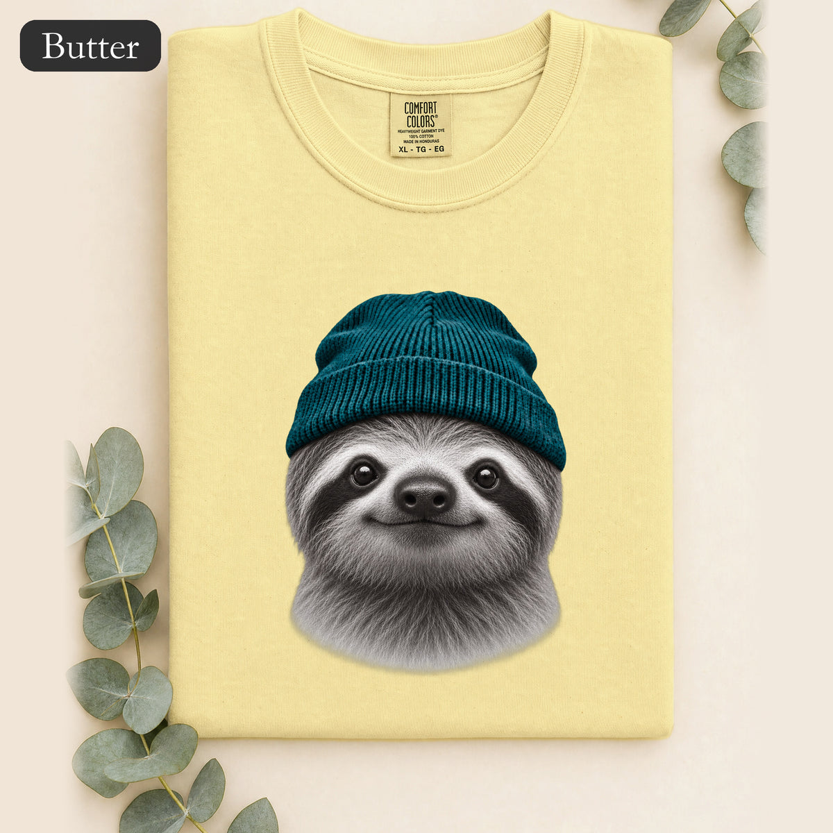 Sloth Wearing Knit Beanie | Cozy Winter Animal Tee