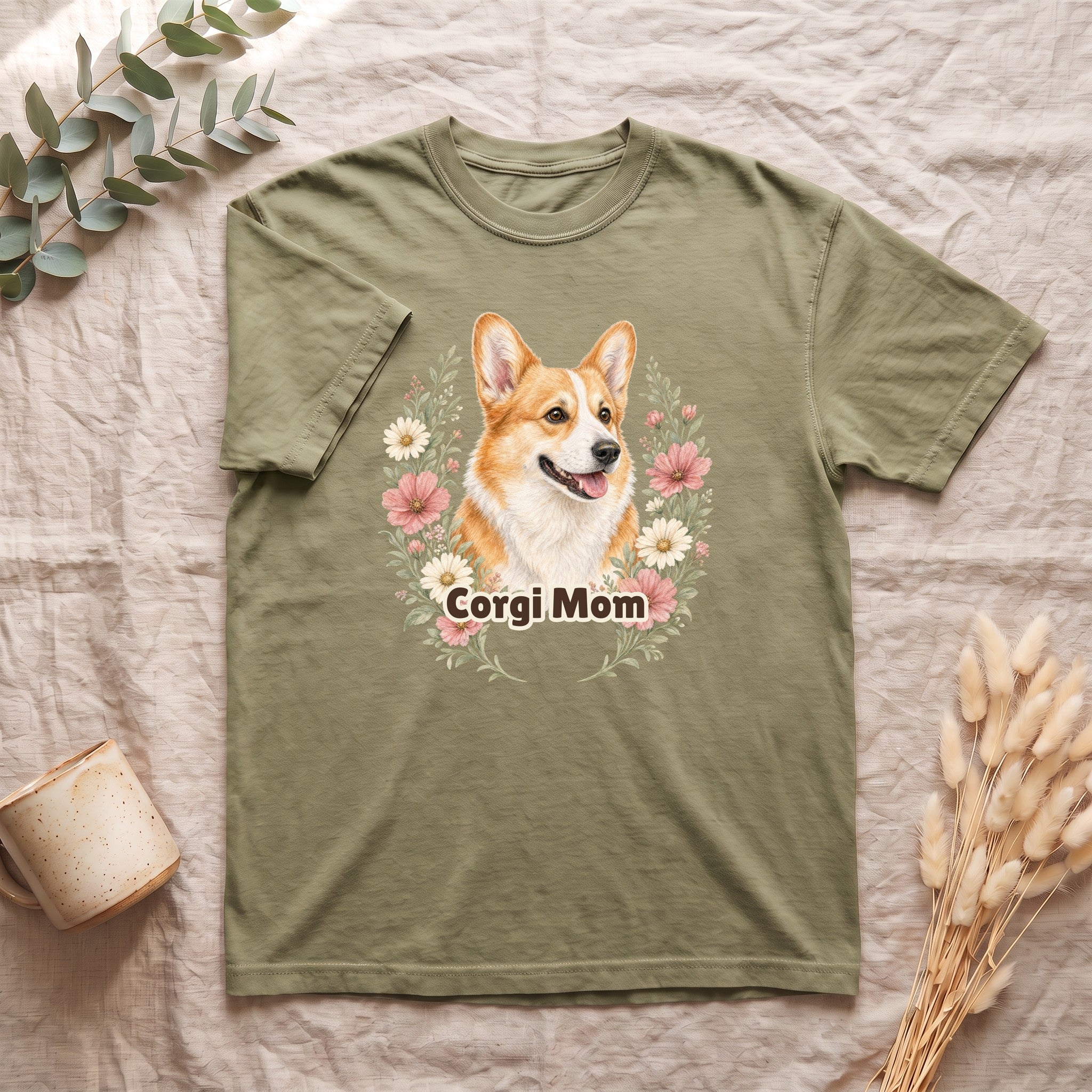 Corgi Mom Shirt, Corgi Mama Tee, Dog Mom Gift, Wildflower Corgi Lover Sweatshirt, Cute Dog Owner Gift