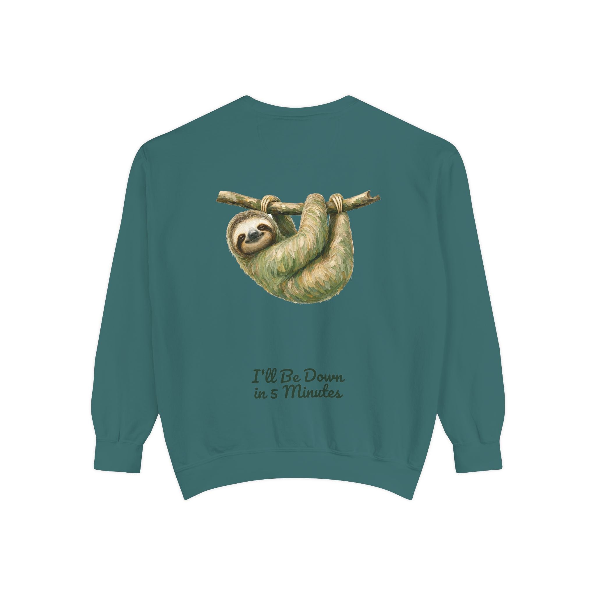Sloth Shirt, I'll Be Down in 5 Minutes Tee, Funny Lazy Sloth Gift, Painterly Introvert Sweatshirt