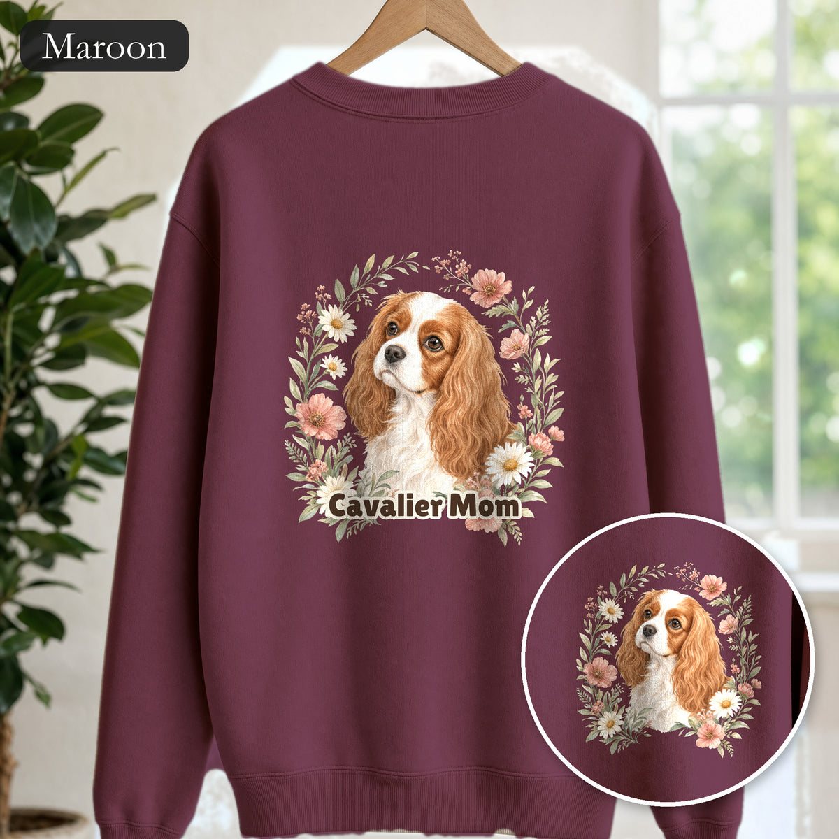 Cavalier Mom Shirt, Cavalier King Charles Spaniel Tee, Dog Mom Gift, Wildflower Dog Lover Sweatshirt