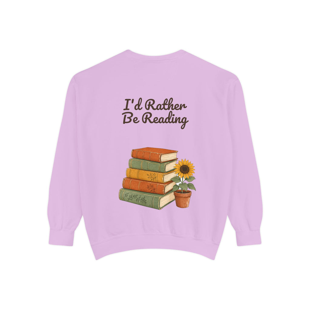 I'd Rather Be Reading Shirt, Book Lover Tee, Bookish Reader Gift, Cozy Sunflower Reading Sweatshirt