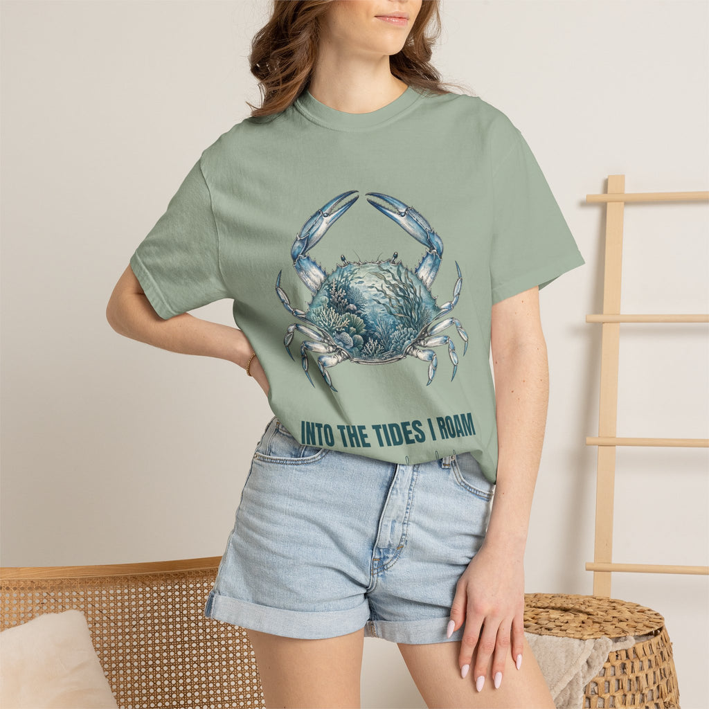 Into the Tides I Roam Shirt, Blue Crab Double Exposure Tee, Ocean Beach Coastal Lover Gift, Nautical Sea Life Sweatshirt
