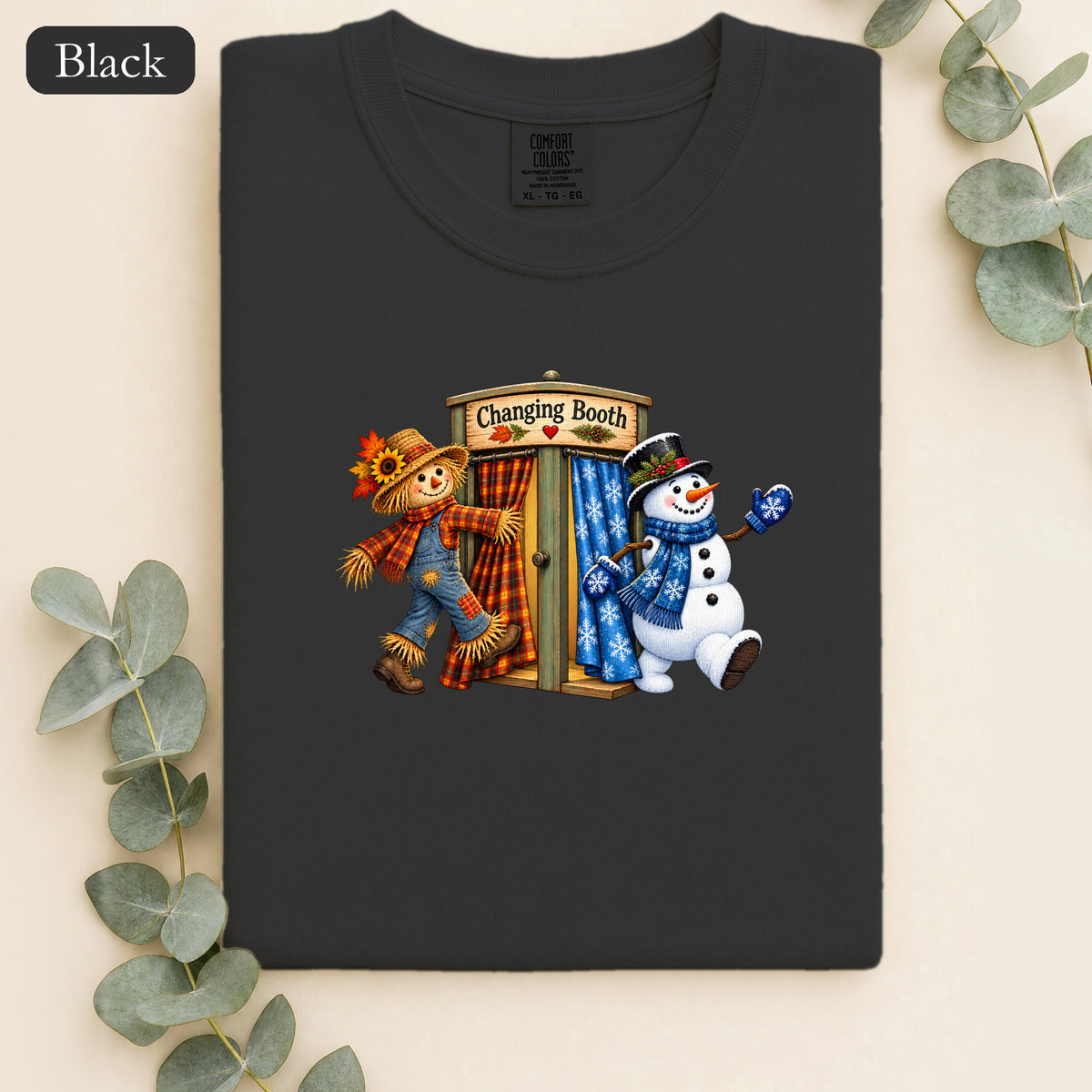 Scarecrow to Snowman Change of Season Shirt | Holiday Country Folk