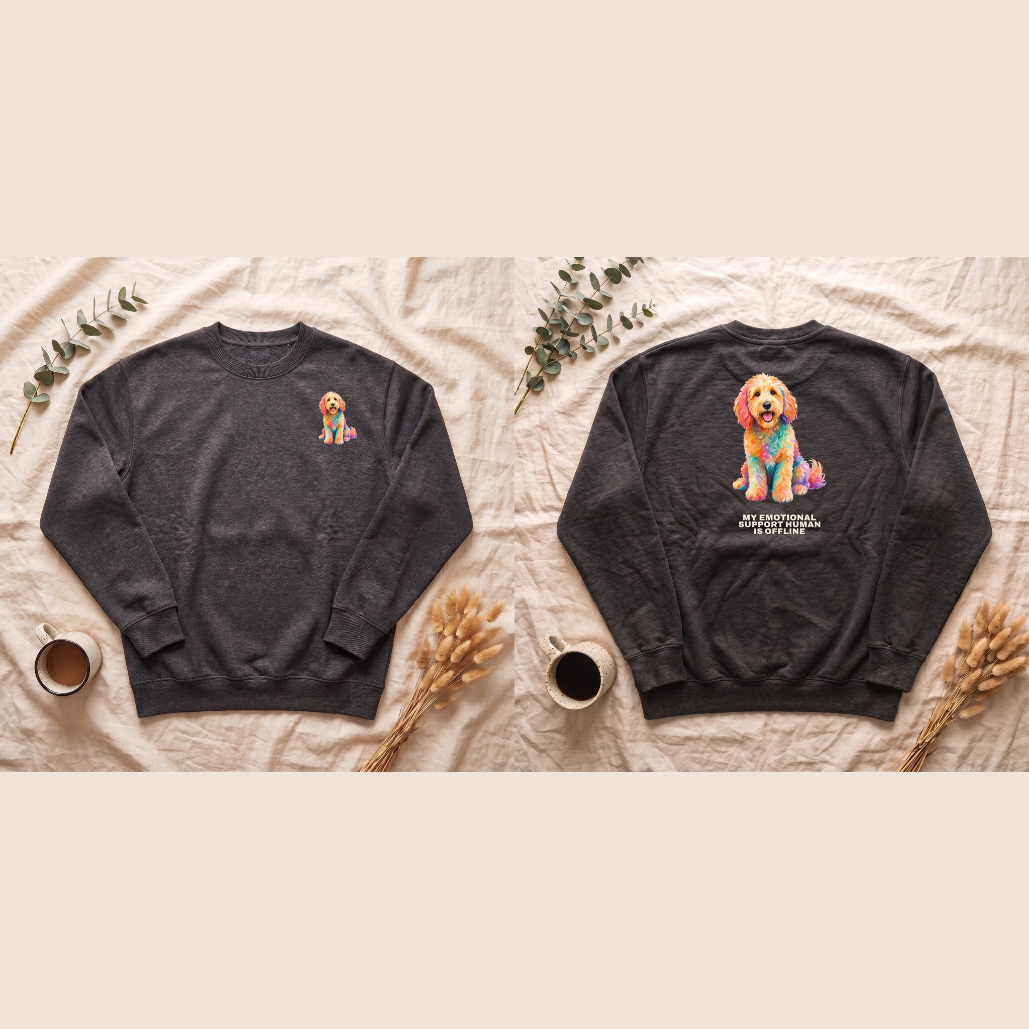 Goldendoodle Shirt, My Emotional Support Human Is Offline Tee, Funny Doodle Dog Mom Gift, Painterly Dog Lover Sweatshirt