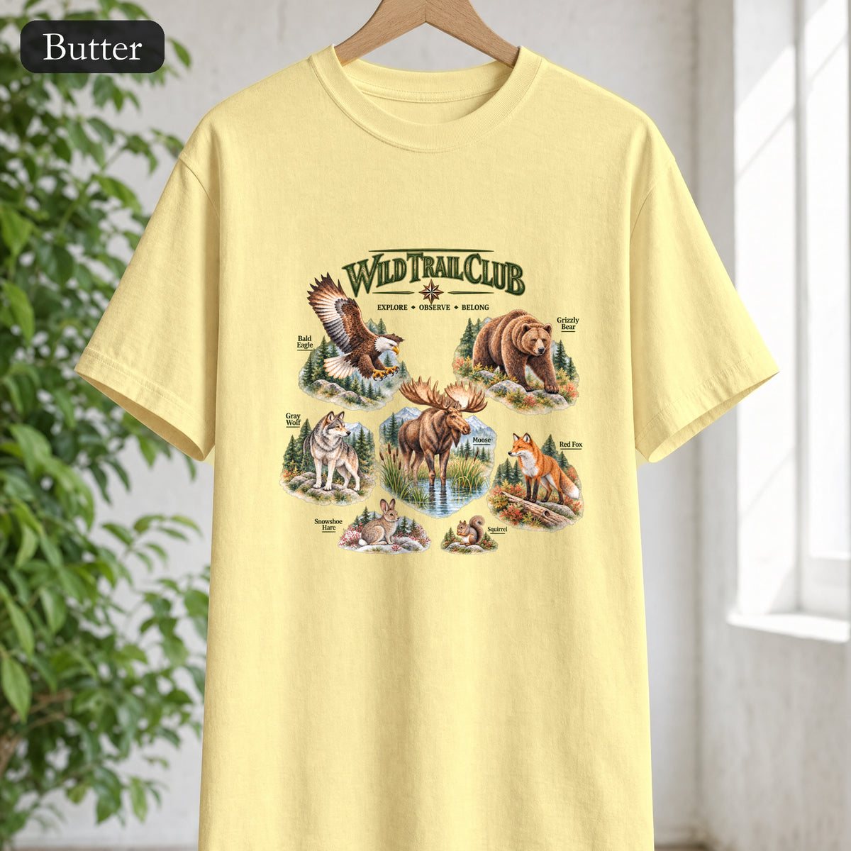 Wild Trail Club Shirt, Woodland Animals Tee, Walk Steady Go Far, Hiking Nature Lover Gift