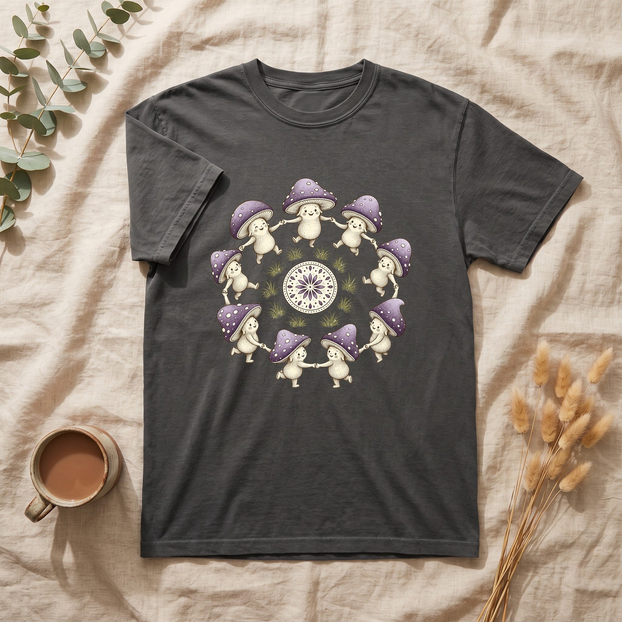 Cottagecore Mushroom Shirt, Lavender Fairy Ring Tee, Goblincore Nature Gift, Whimsical Mushroom Sweatshirt
