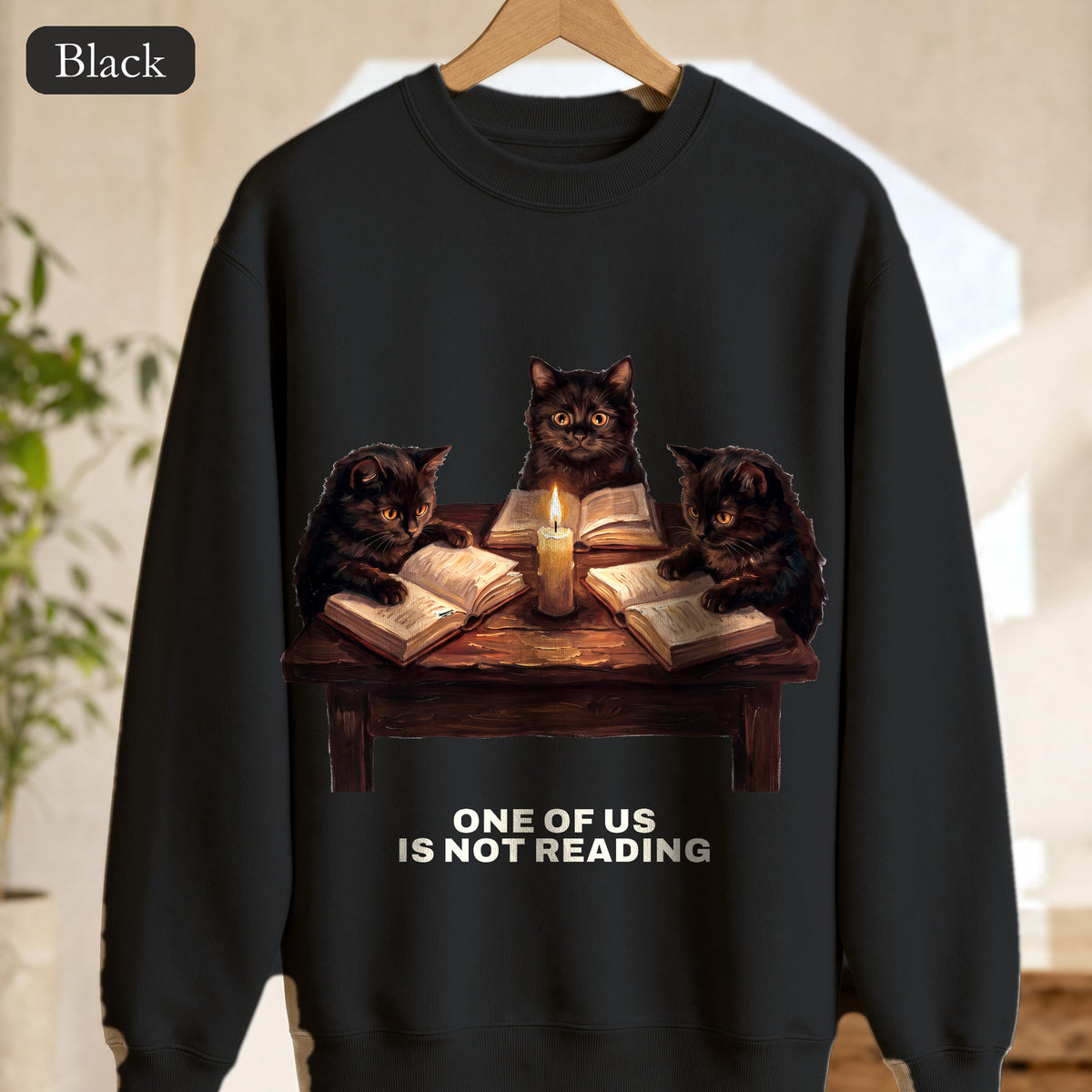 Book Club Cats Sweatshirt, One Of Us Is Not Reading Crewneck, Funny Book Club Group Sweatshirt, Reader Cat Lover Gift