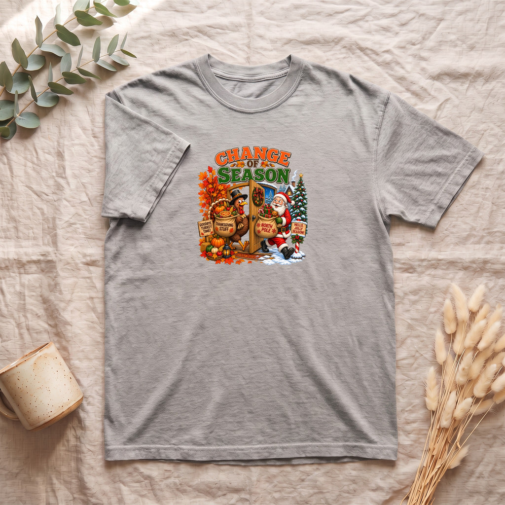 Change of Season Shirt | Fall to Winter Holiday Pumpkin Santa Design