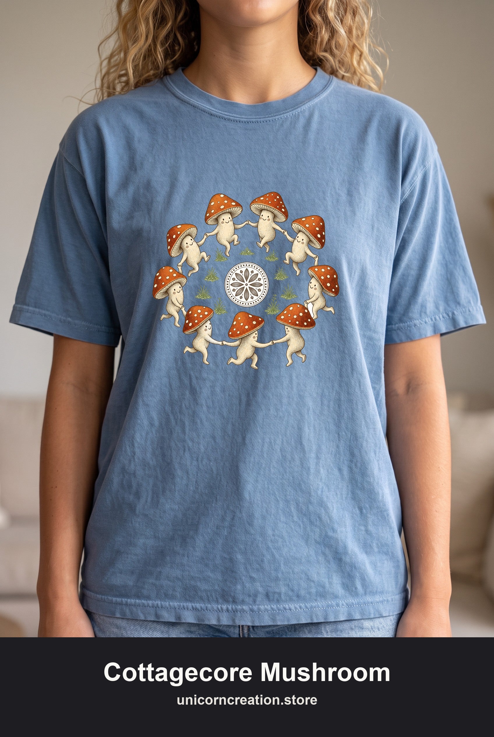 Cottagecore Mushroom Shirt, Fairy Ring Tee, Goblincore Nature Gift, Whimsical Mushroom Sweatshirt