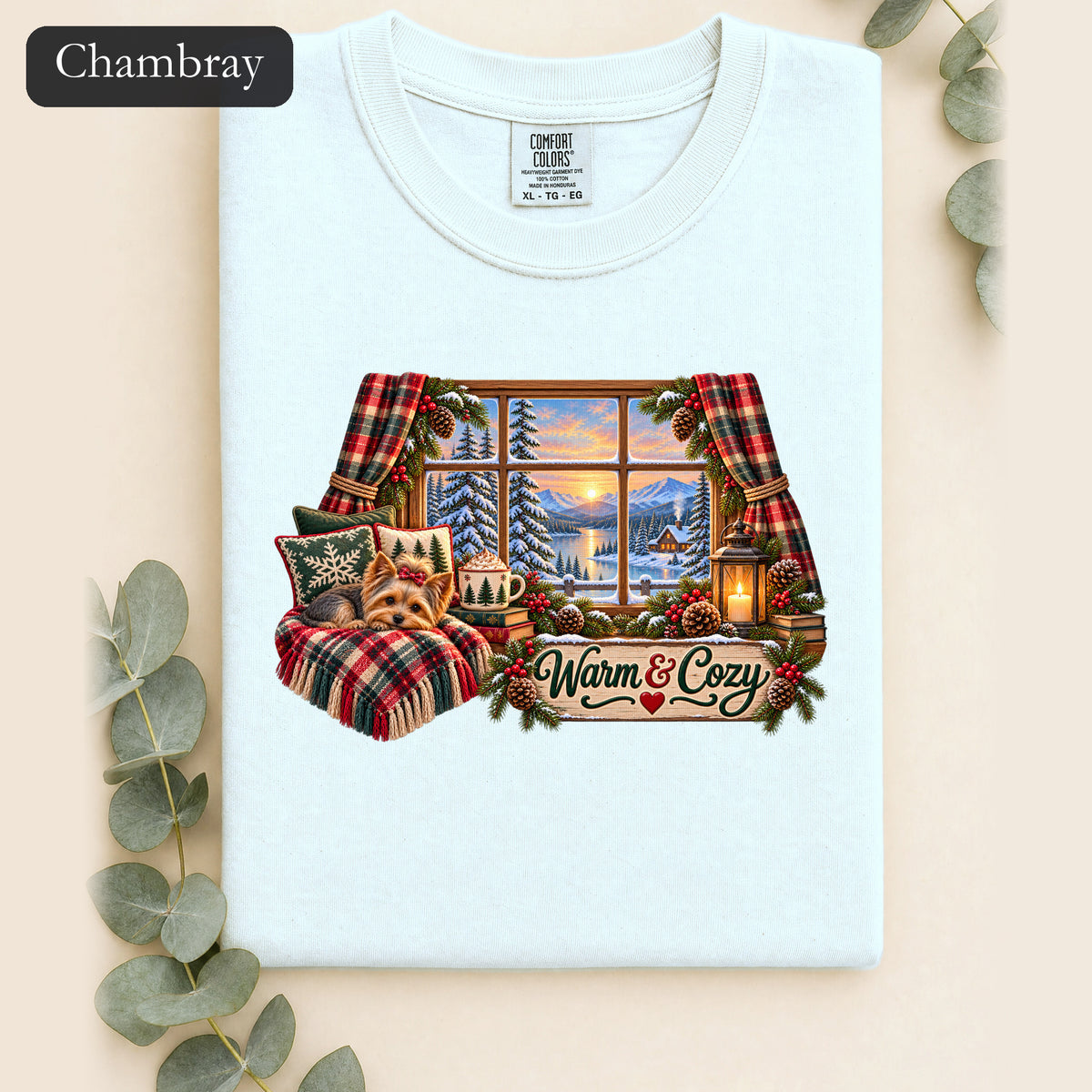 Warm & Cozy Cabin Window Shirt | Winter Lodge Plaid Decor