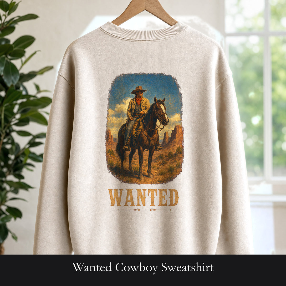 Wanted Cowboy Sweatshirt, Vintage Western Wanted Poster Crewneck, Desert Outlaw Sweatshirt, Sheriff Star Cowboy Gift