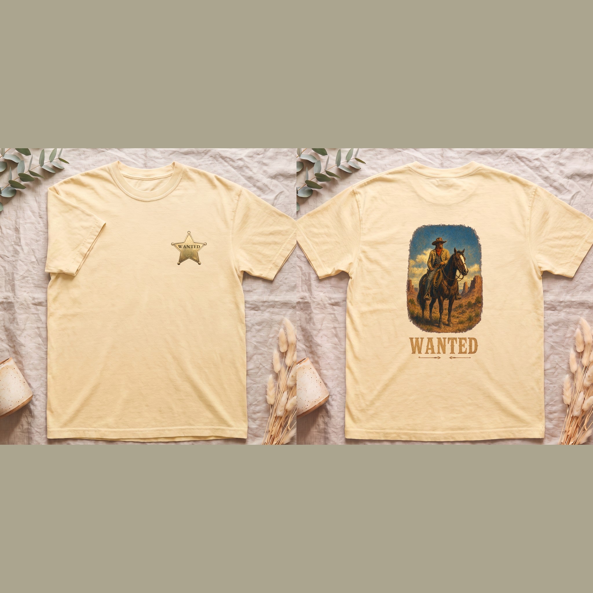 Wanted Cowboy Shirt, Vintage Western Wanted Poster Tee, Desert Outlaw Tee, Sheriff Star Cowboy Gift