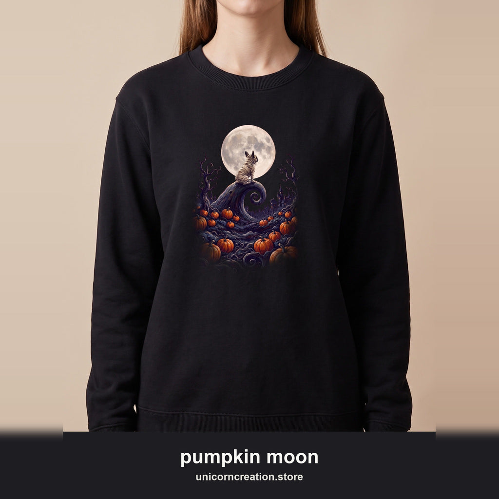 Frenchie Halloween Sweatshirt, French Bulldog Pumpkin Moon Crewneck, Spooky Village Fall Sweatshirt, Frenchie Mom Halloween Gift