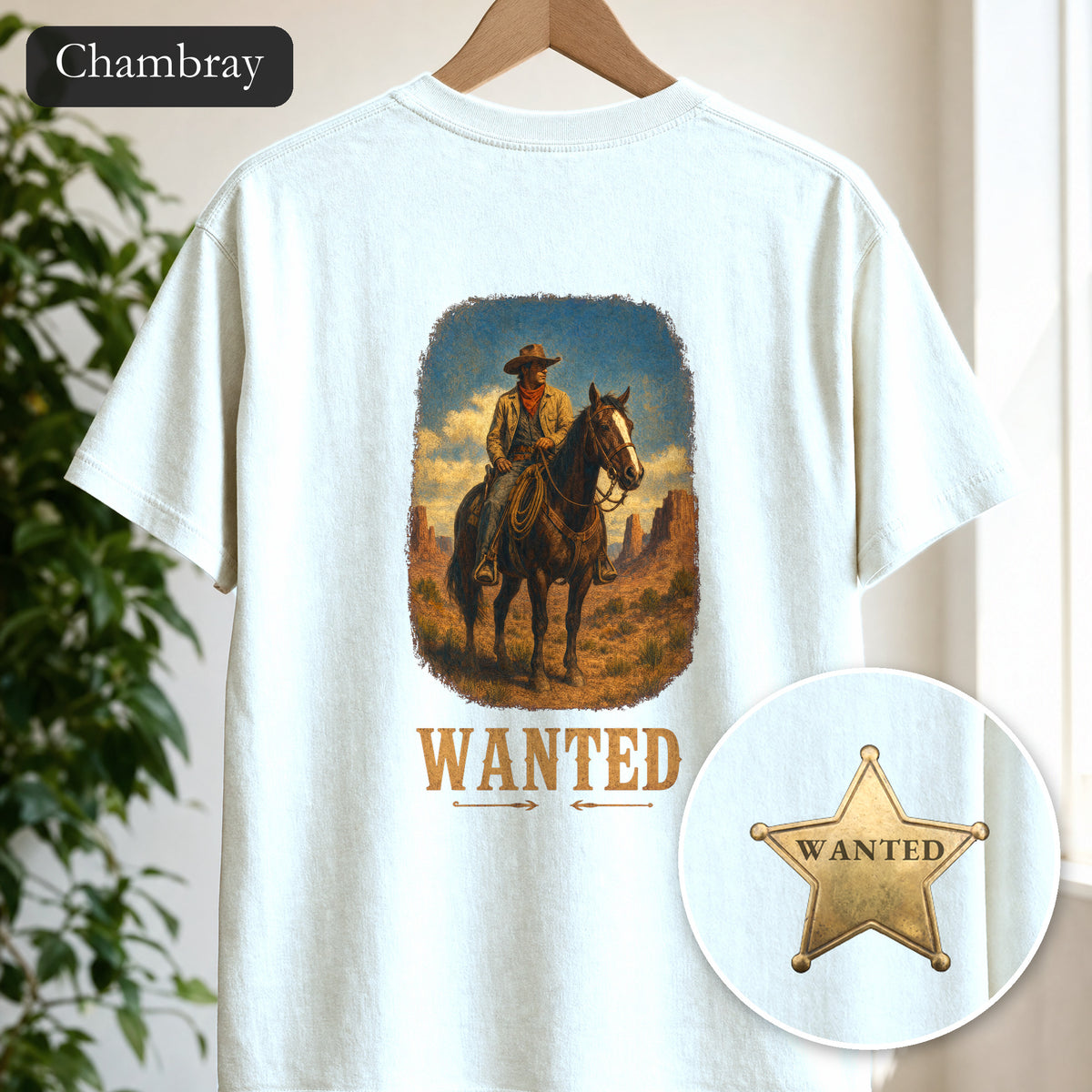 Wanted Cowboy Shirt, Vintage Western Wanted Poster Tee, Desert Outlaw Tee, Sheriff Star Cowboy Gift