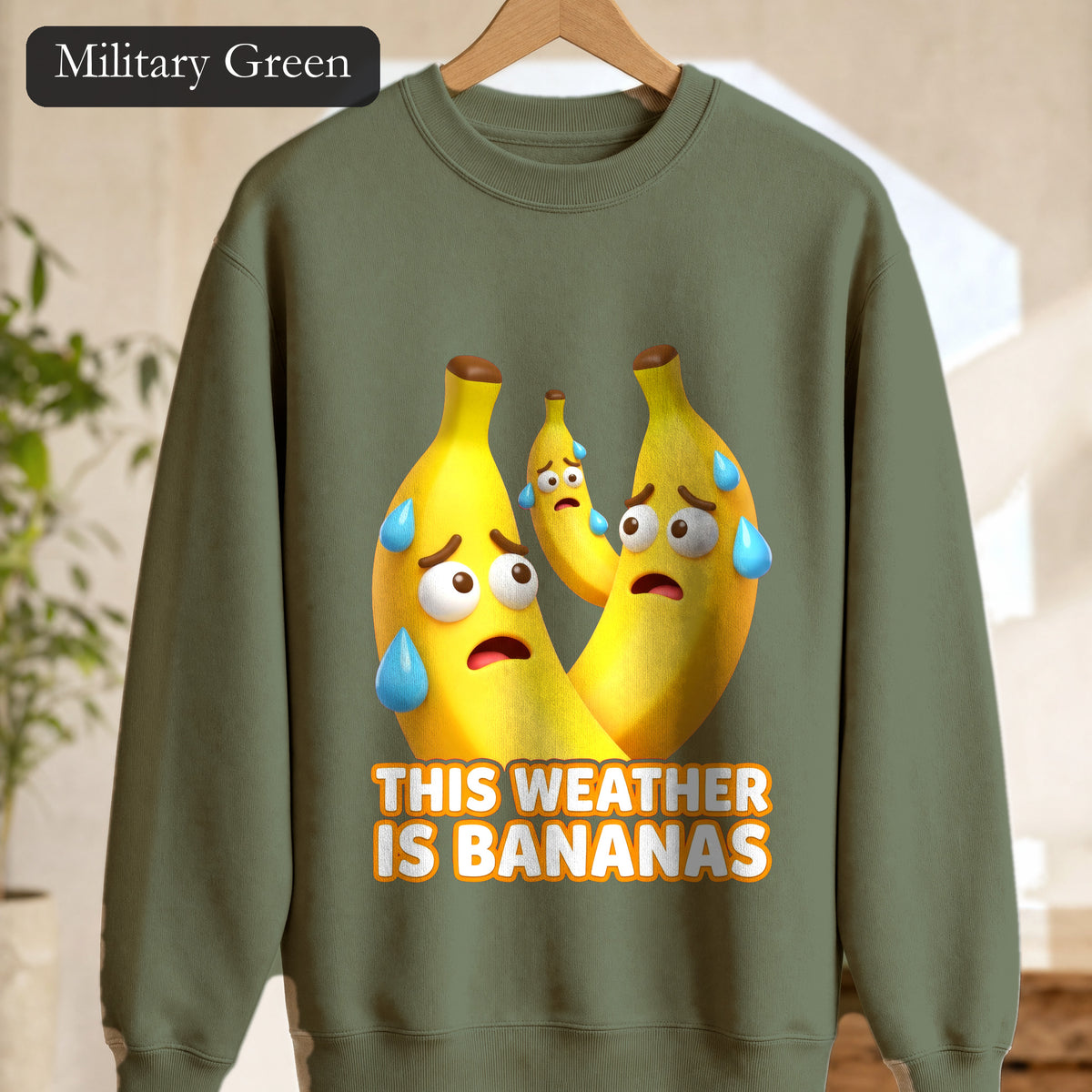 This Weather Is Bananas Sweatshirt, Funny Sweating Banana Crewneck, Summer Heat Humor Gift, Hot Weather Pun Sweatshirt