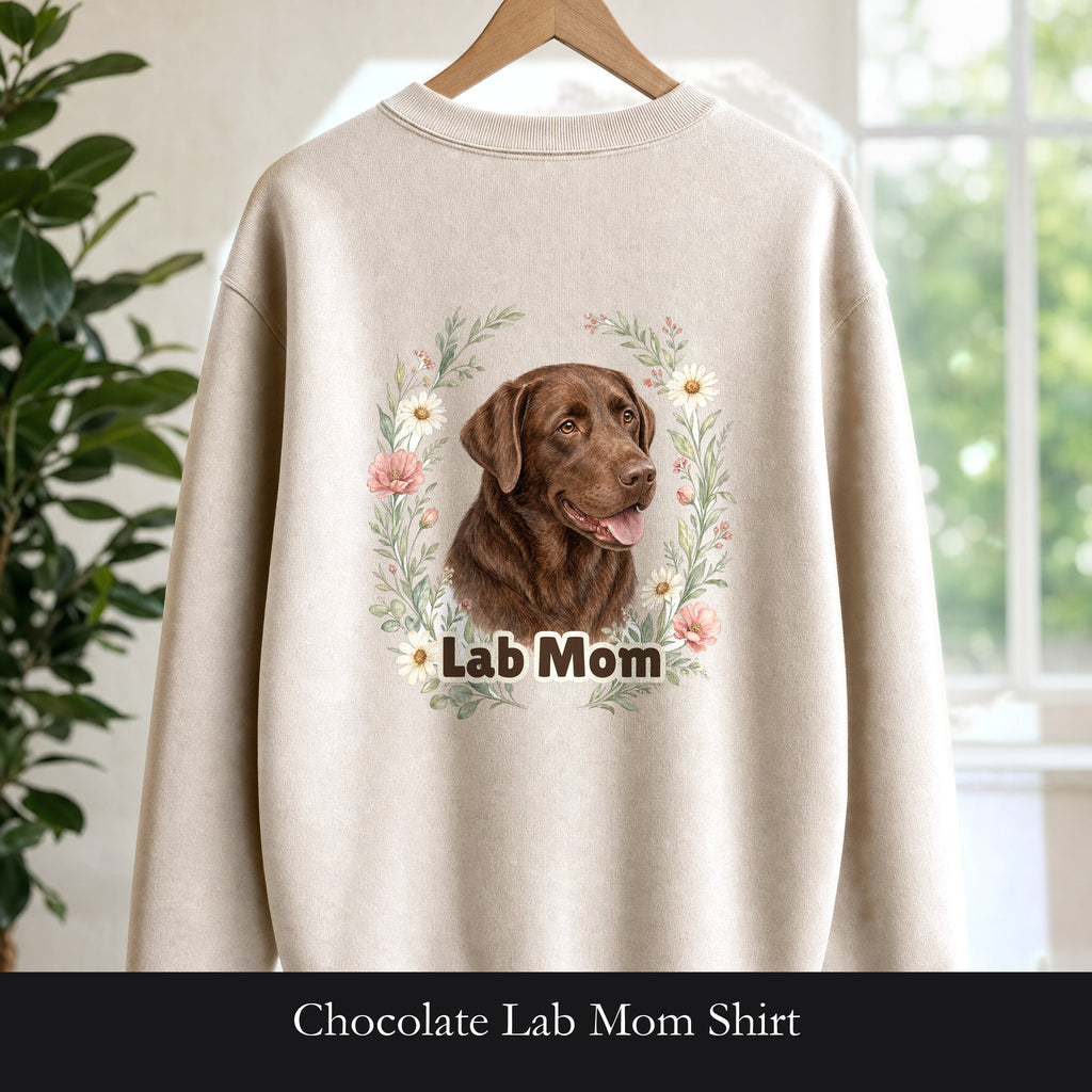 Chocolate Lab Mom Shirt, Labrador Mom Tee, Dog Mom Gift, Wildflower Dog Lover Sweatshirt, Cute Dog Owner Gift
