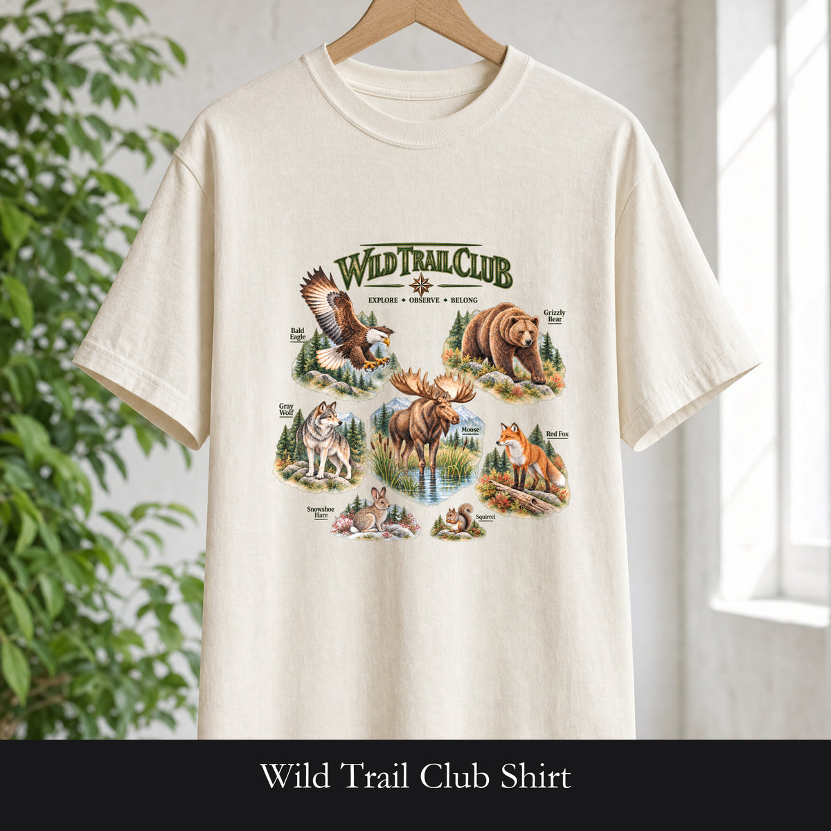 Wild Trail Club Shirt, Woodland Animals Tee, Walk Steady Go Far, Hiking Nature Lover Gift