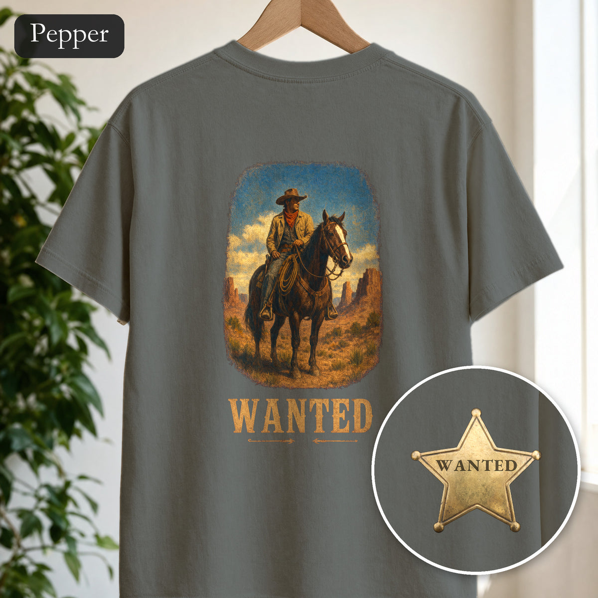 Wanted Cowboy Shirt, Vintage Western Wanted Poster Tee, Desert Outlaw Tee, Sheriff Star Cowboy Gift