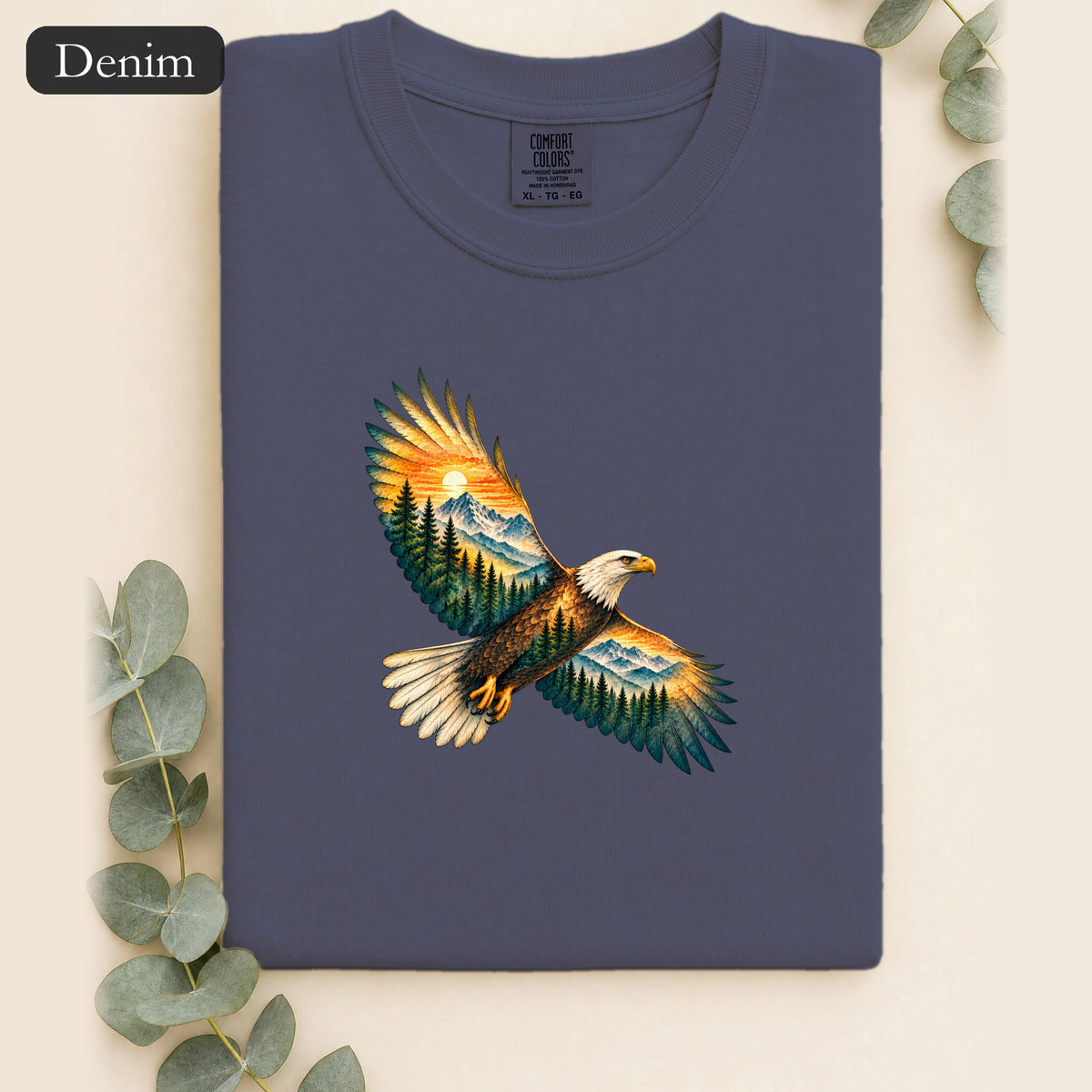 Soaring Eagle Mountain Scene Shirt | Nature Bird Graphic