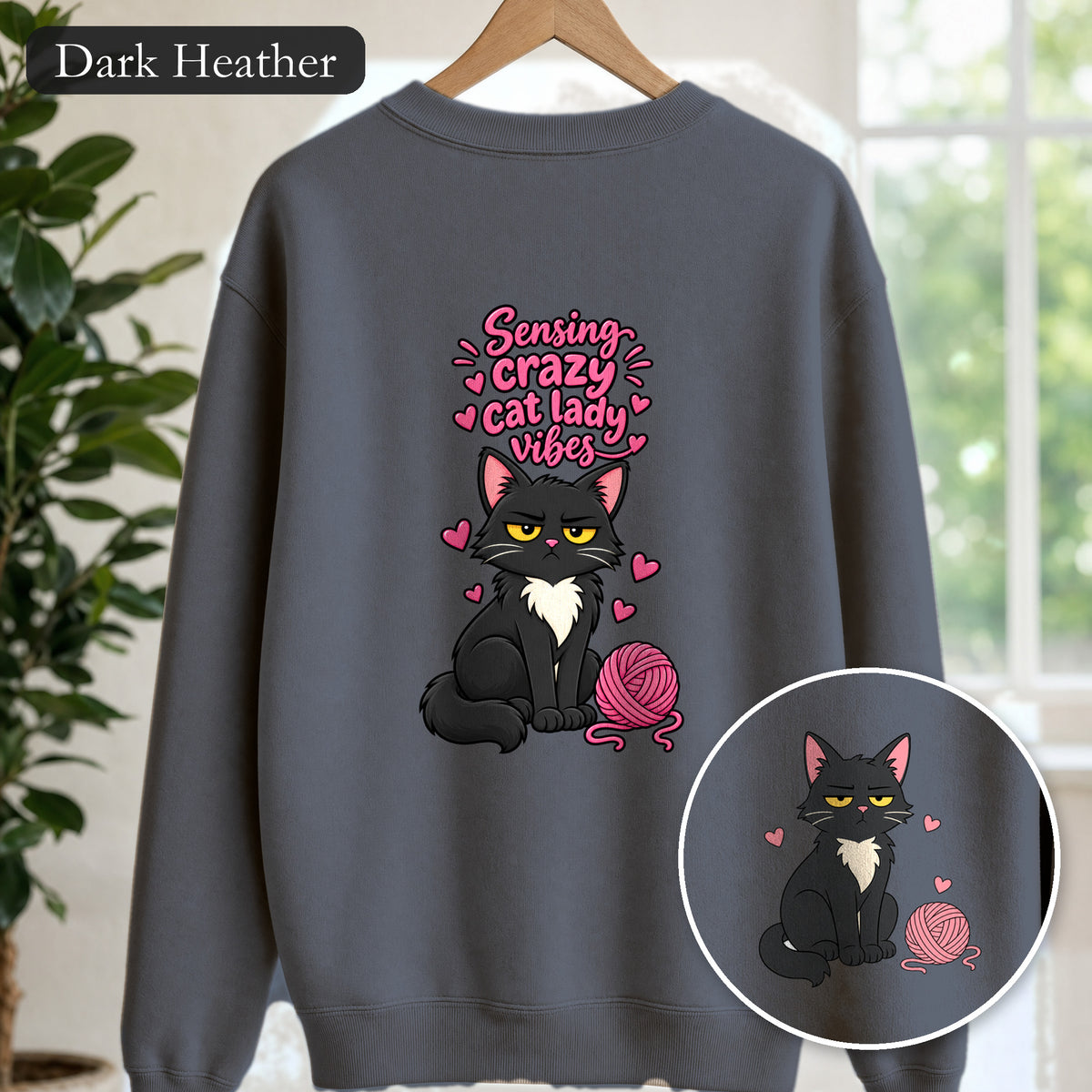 Sensing Crazy Cat Lady Vibes Shirt, Funny Cat Mom Tee, Cat Lover Gift, Sarcastic Cat Owner Sweatshirt