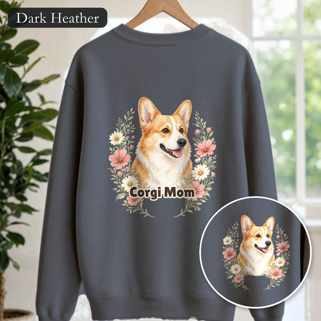 Corgi Mom Shirt, Corgi Mama Tee, Dog Mom Gift, Wildflower Corgi Lover Sweatshirt, Cute Dog Owner Gift