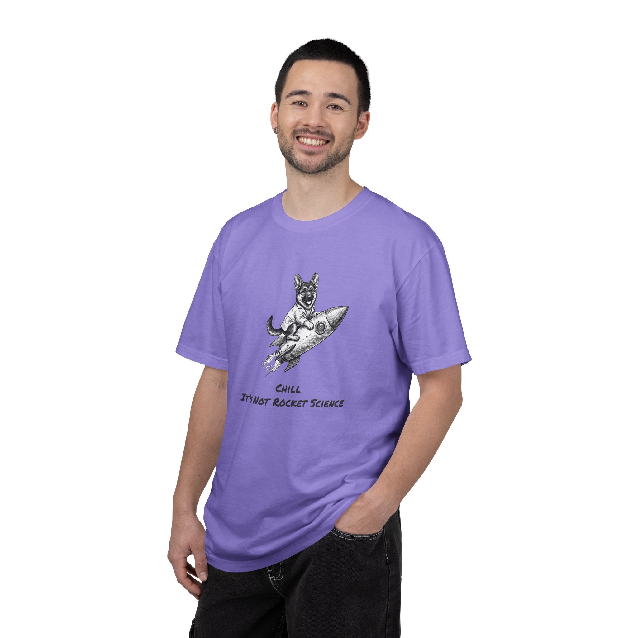 Dog on Rocket T-Shirt — Chill, It's Not Rocket Science