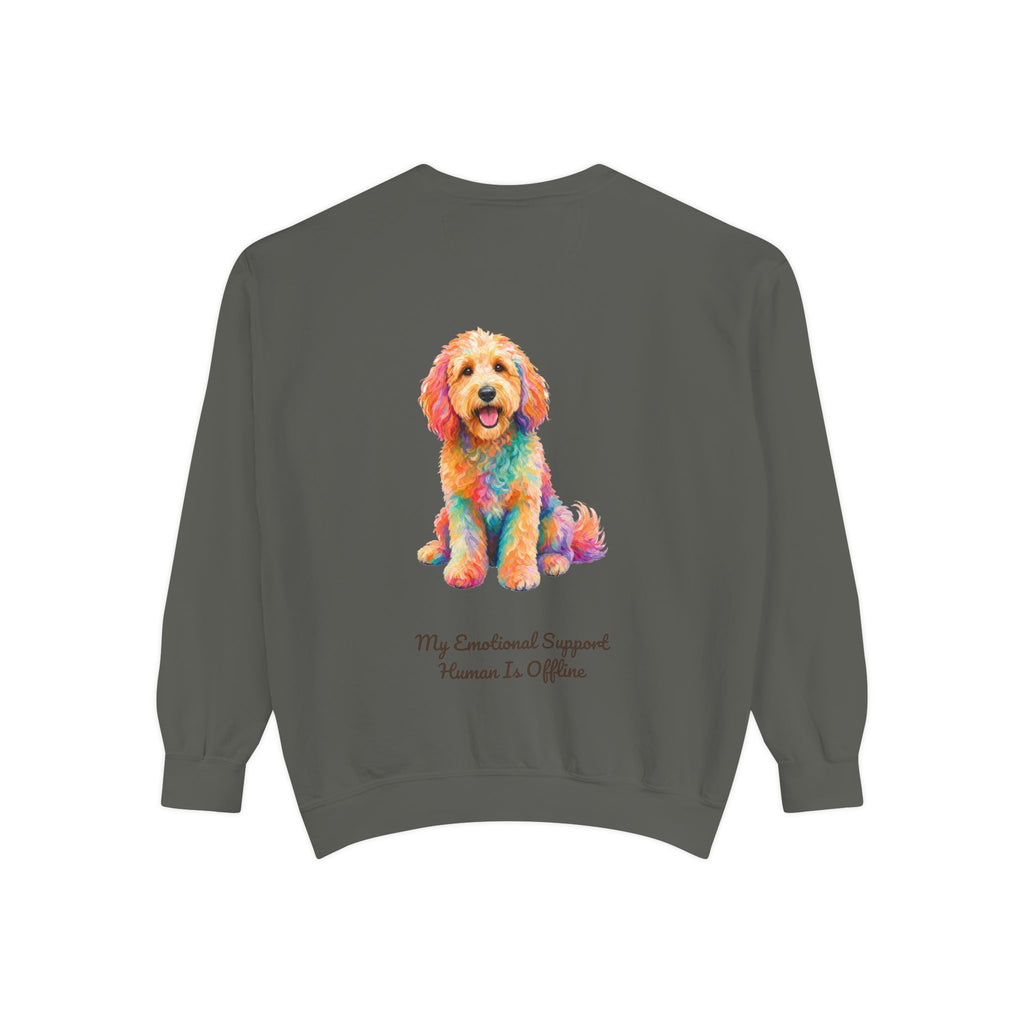 Goldendoodle Shirt, My Emotional Support Human Is Offline Tee, Funny Doodle Dog Mom Gift, Painterly Dog Lover Sweatshirt