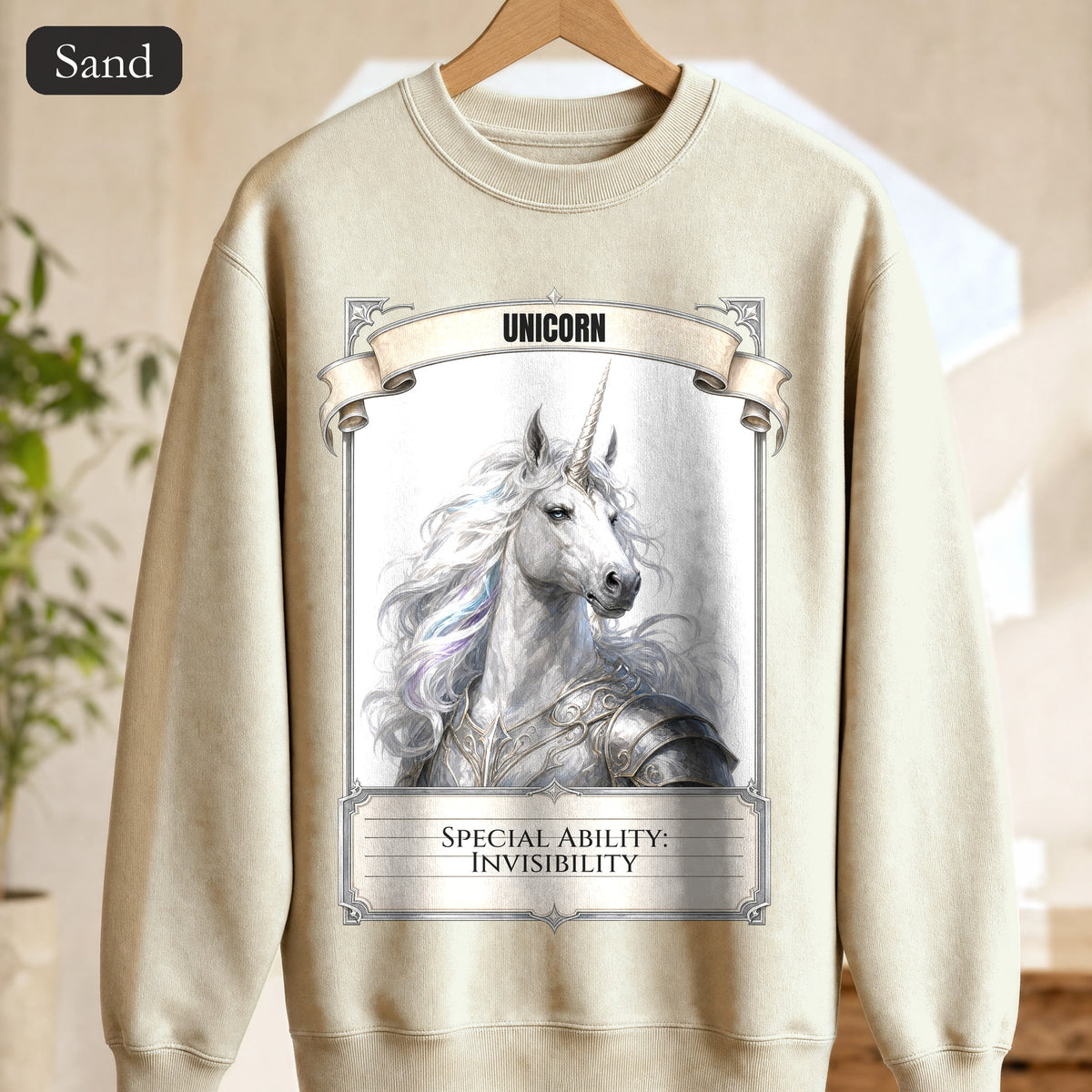 Unicorn Invisibility Stat Card Shirt, Funny RPG Gamer Tee, Tabletop D20 Fantasy Gift, Dungeon Dice Sweatshirt
