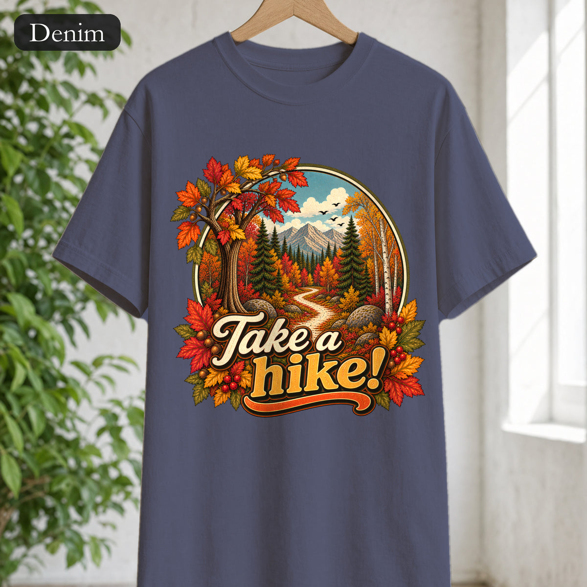 Take a Hike! retro mountain scene Shirt | autumn hiking design