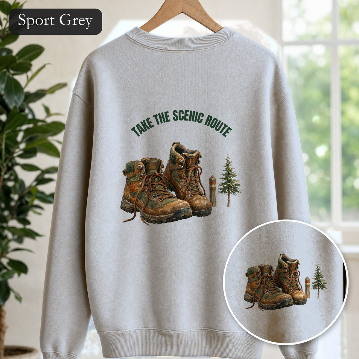 Take the Scenic Route Shirt, Hiking Trail Tee, Outdoor Adventure Nature Gift, Painterly Mountain Sweatshirt