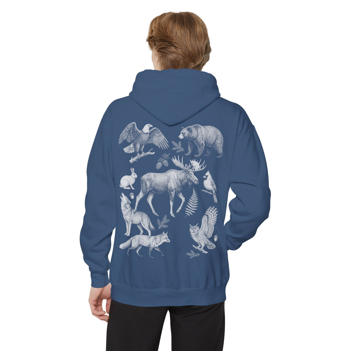 Forest Animals Graphic Hoodie — Vintage Eagle Chest Logo