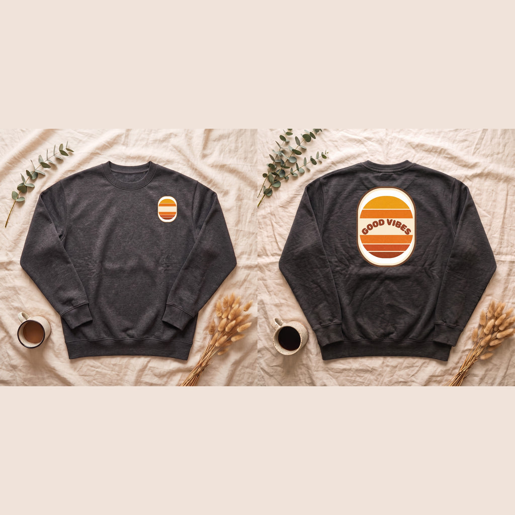Good Vibes Retro Sunset Shirt, 70s Aesthetic Tee, Vintage Sunset Stripes Gift, Groovy Summer Sweatshirt