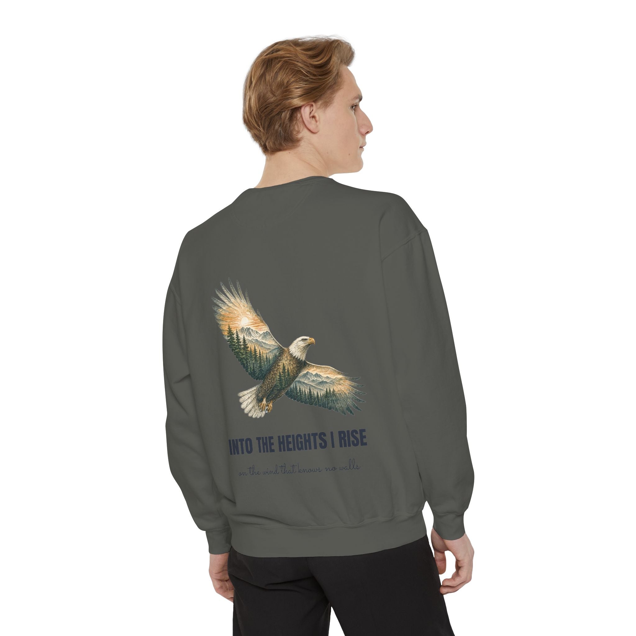 Into the Heights I Rise Shirt, Eagle Double Exposure Tee, Mountain Wilderness Adventure Gift, Woodland Nature Sweatshirt