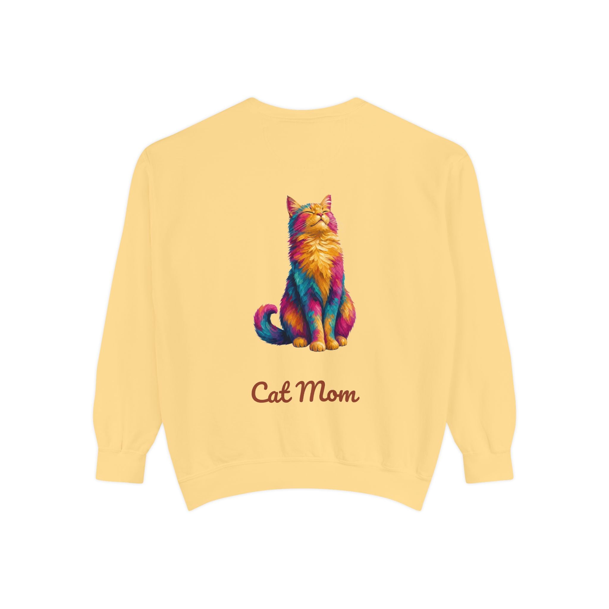 Cat Mom Shirt, Vibrant Painterly Cat Tee, Bold Cat Lover Gift, Colorful Cat Owner Sweatshirt