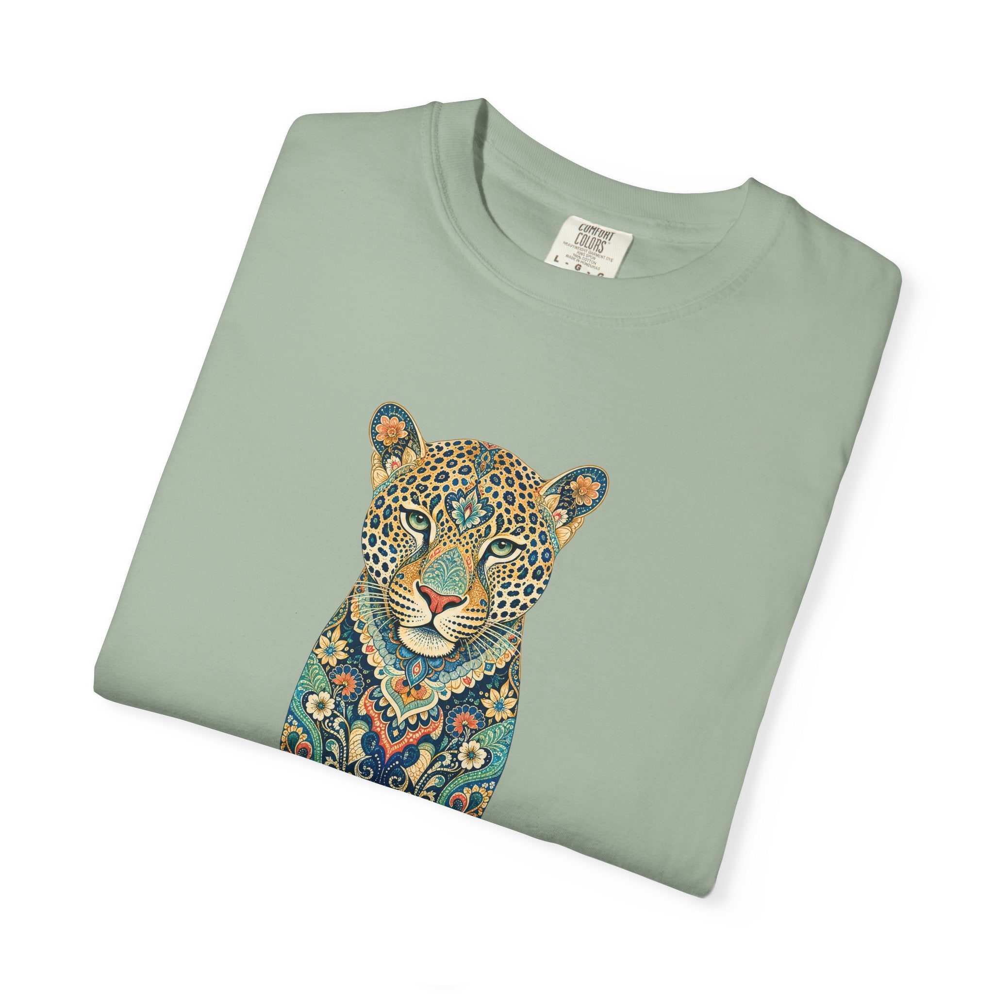 Boho Leopard Shirt, Folk Art Leopard Tee, Japanese Pattern Big Cat Lover Gift, Vintage Floral Leopard Sweatshirt