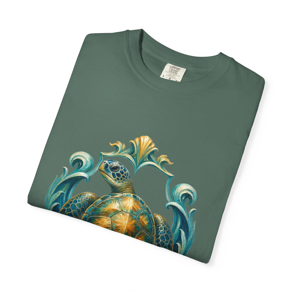 Sea Turtle Long Sleeve Sun Shirt, Painterly Turtle Crest Swim Tee, Beach Ocean Lover Gift, Coastal Swim Sweatshirt