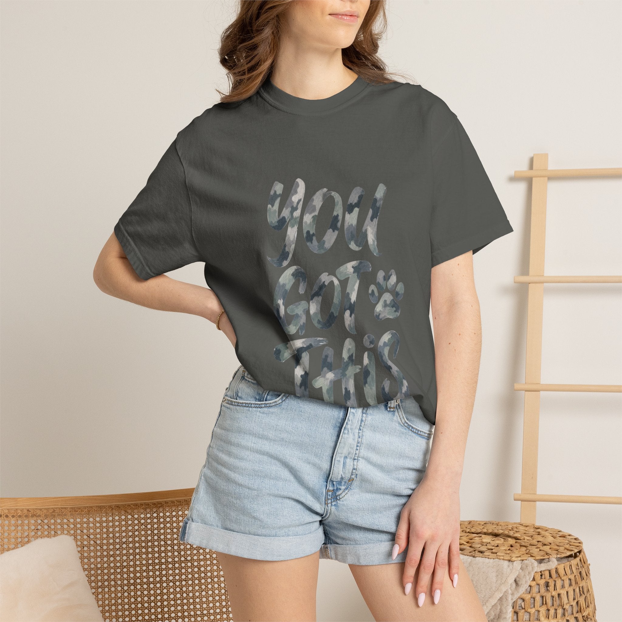 You Got This Shirt, Camo Motivational Tee, Encouragement Mental Health Gift, Positive Vibes Paw Print Sweatshirt