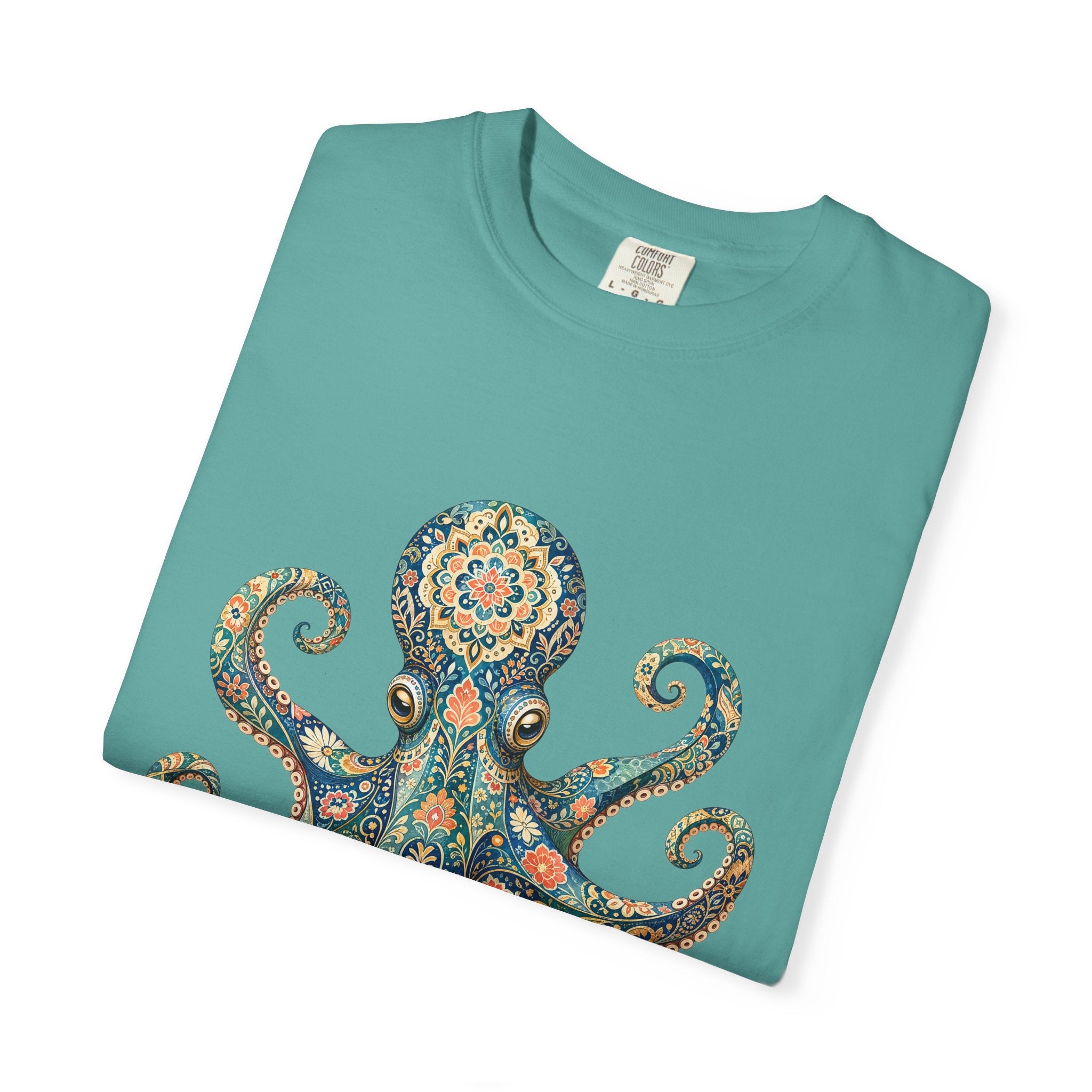 Boho Octopus Shirt, Folk Art Octopus Tee, Japanese Pattern Ocean Lover Gift, Vintage Floral Octopus Sweatshirt