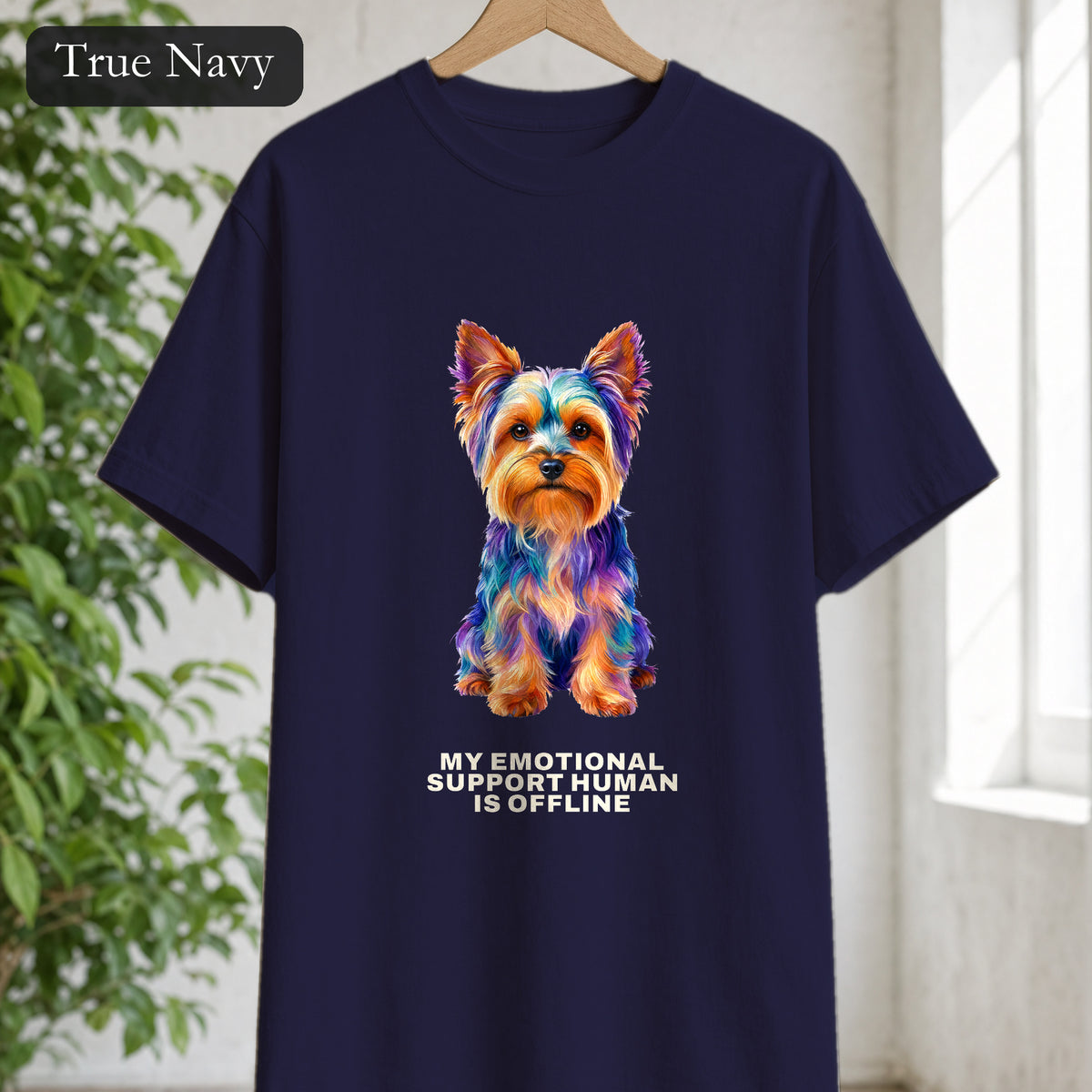 Yorkie Shirt, My Emotional Support Human Is Offline Tee, Funny Yorkshire Terrier Dog Mom Gift, Dog Lover Sweatshirt