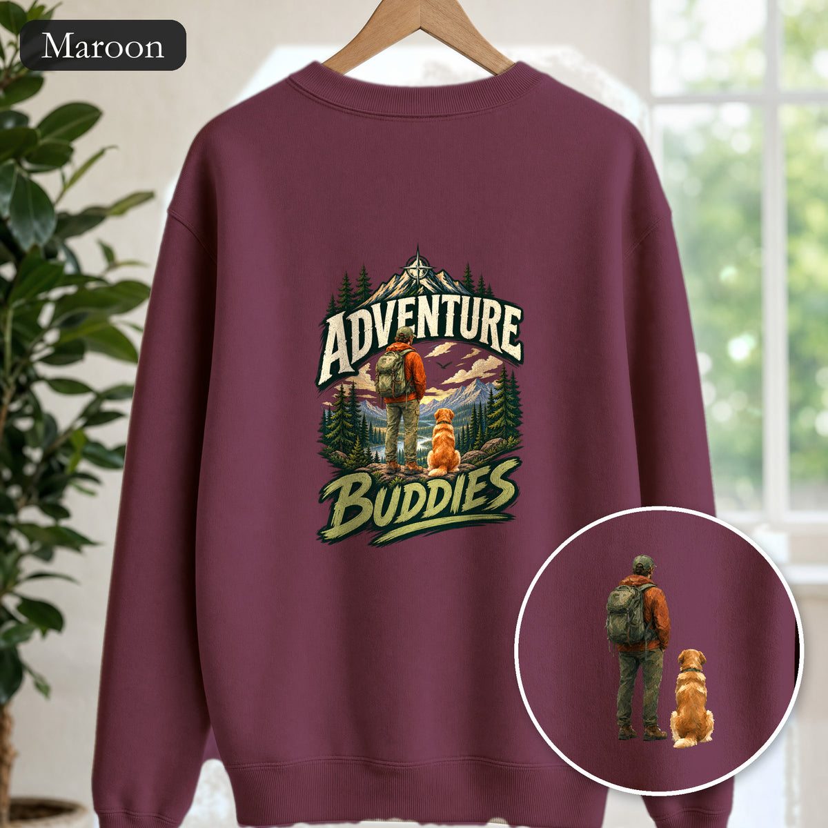 Adventure Buddies Shirt, Dog and Human Hiking Tee, Matching Dog Owner Gift, Painterly Outdoor Sweatshirt