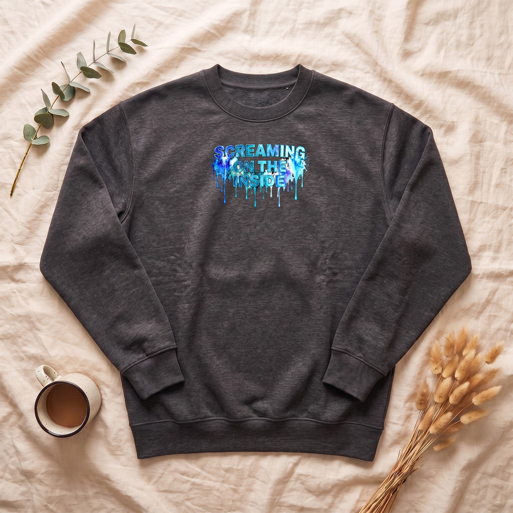 Screaming on the Inside Sweatshirt, Funny Anxiety Crewneck, Sarcastic Mental Health Sweatshirt, Introvert Dark Humor Gift