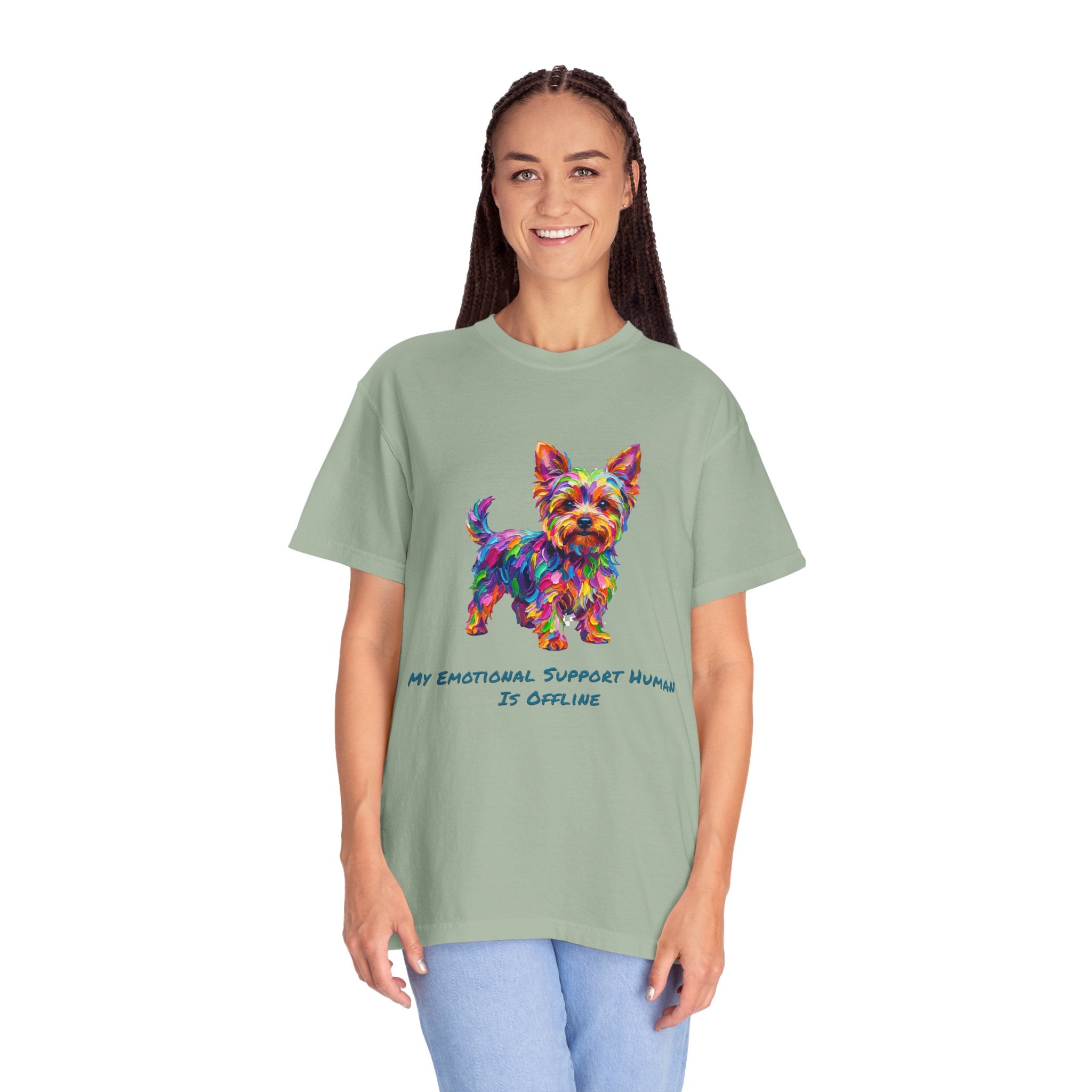 Yorkie T-Shirt — My Emotional Support Human Is Offline