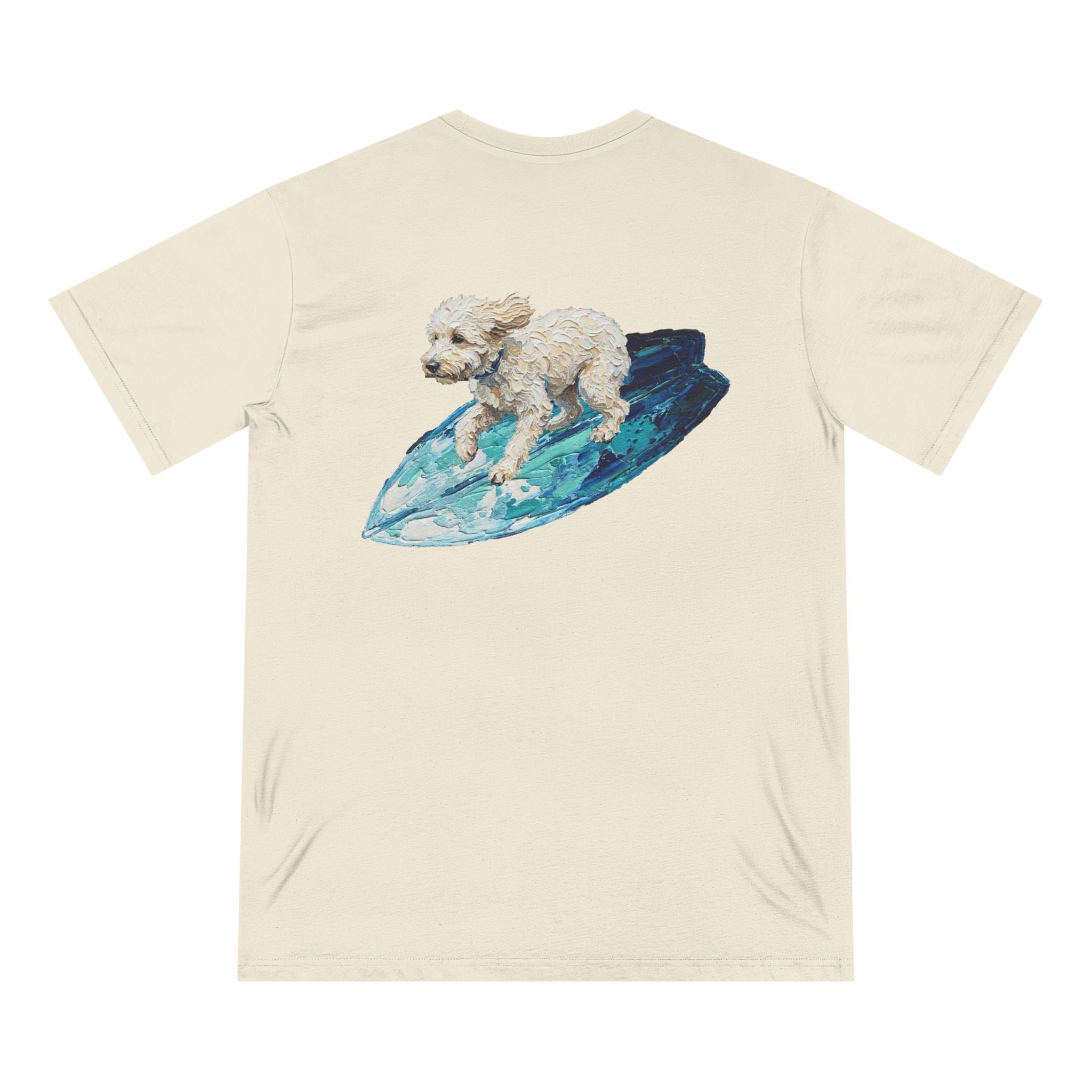 Organic Cotton Surfing Dog T-Shirt — Funny Beach Dog Tee