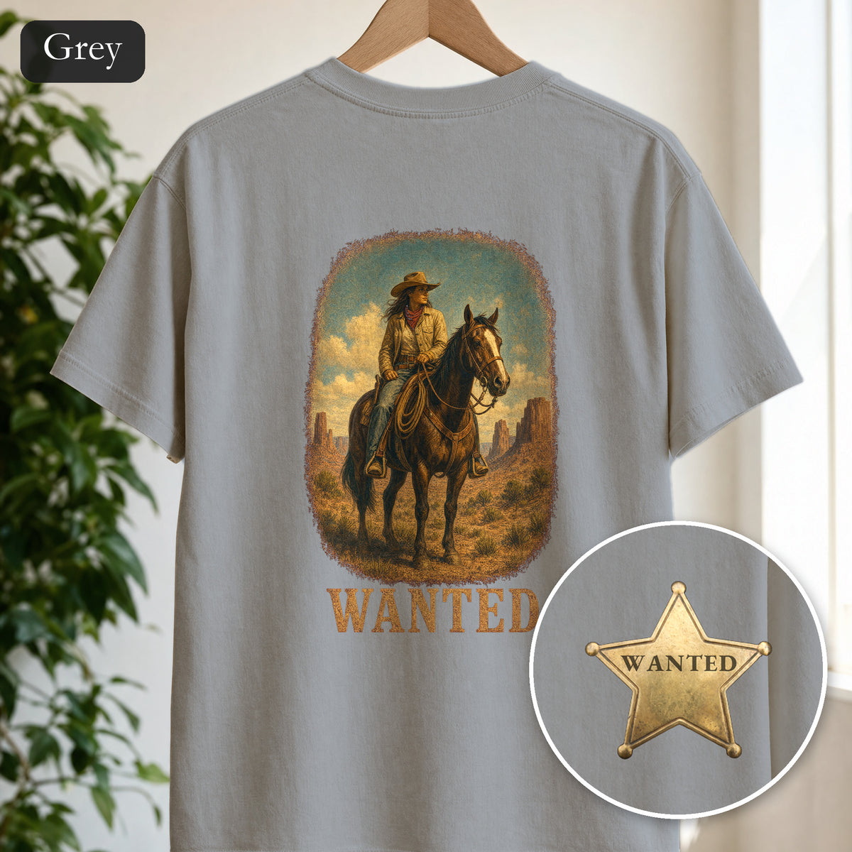 Wanted Cowgirl Shirt, Vintage Western Wanted Poster Tee, Desert Outlaw Tee, Sheriff Star Cowgirl Gift