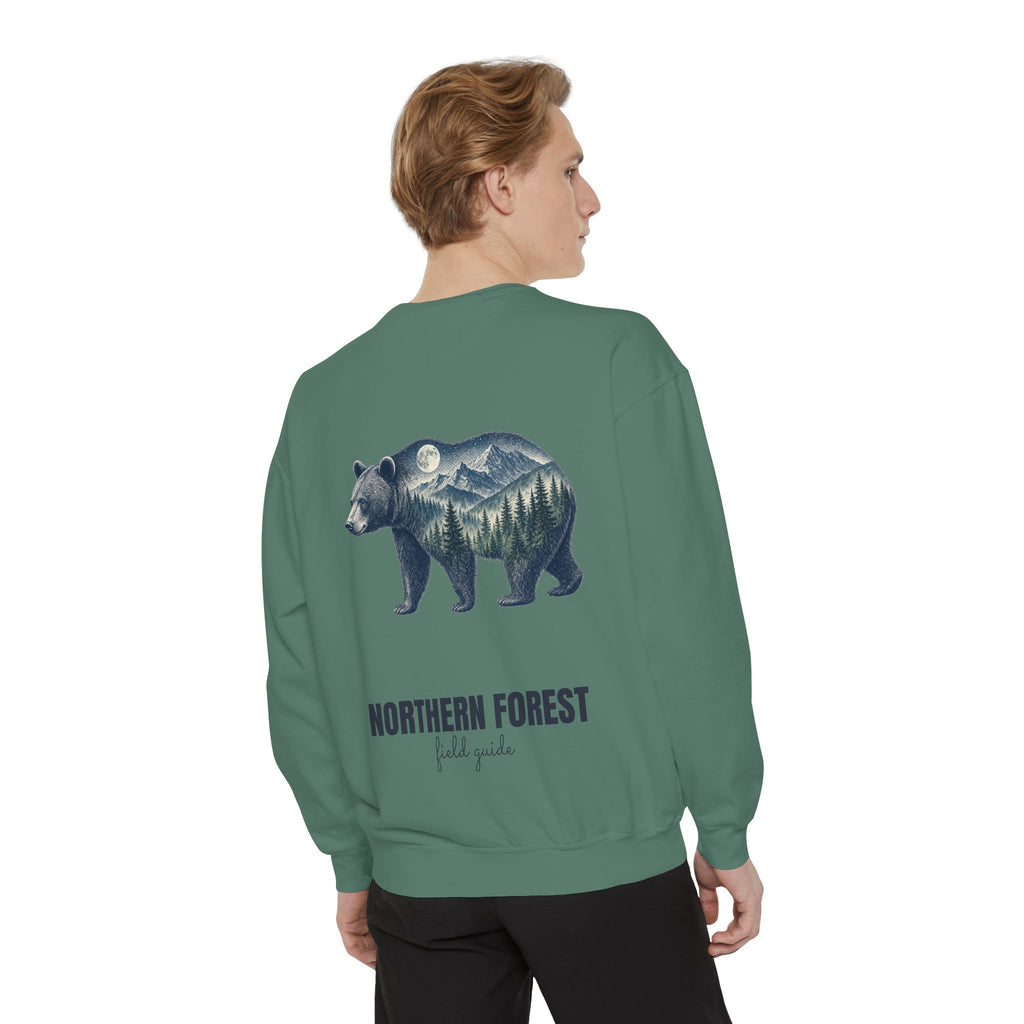 Northern Forest Field Guide Shirt, Black Bear Double Exposure Tee, Woodland Wildlife Camping Gift, Nature Lover Sweatshirt