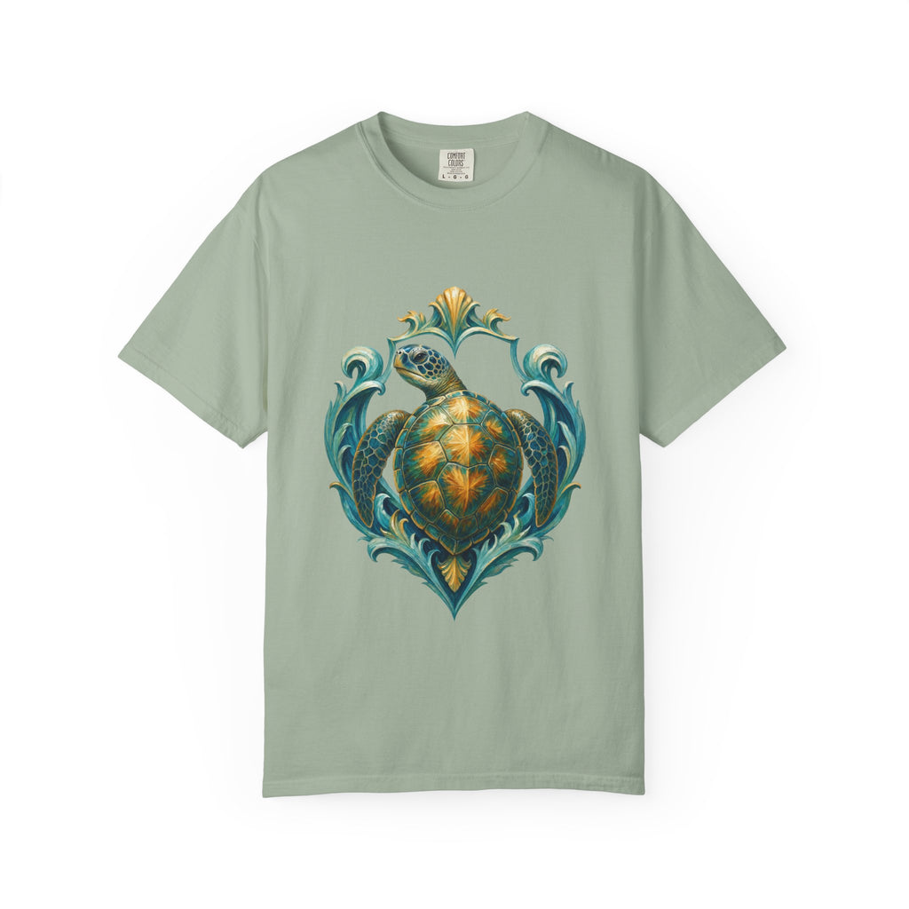 Sea Turtle Long Sleeve Sun Shirt, Painterly Turtle Crest Swim Tee, Beach Ocean Lover Gift, Coastal Swim Sweatshirt