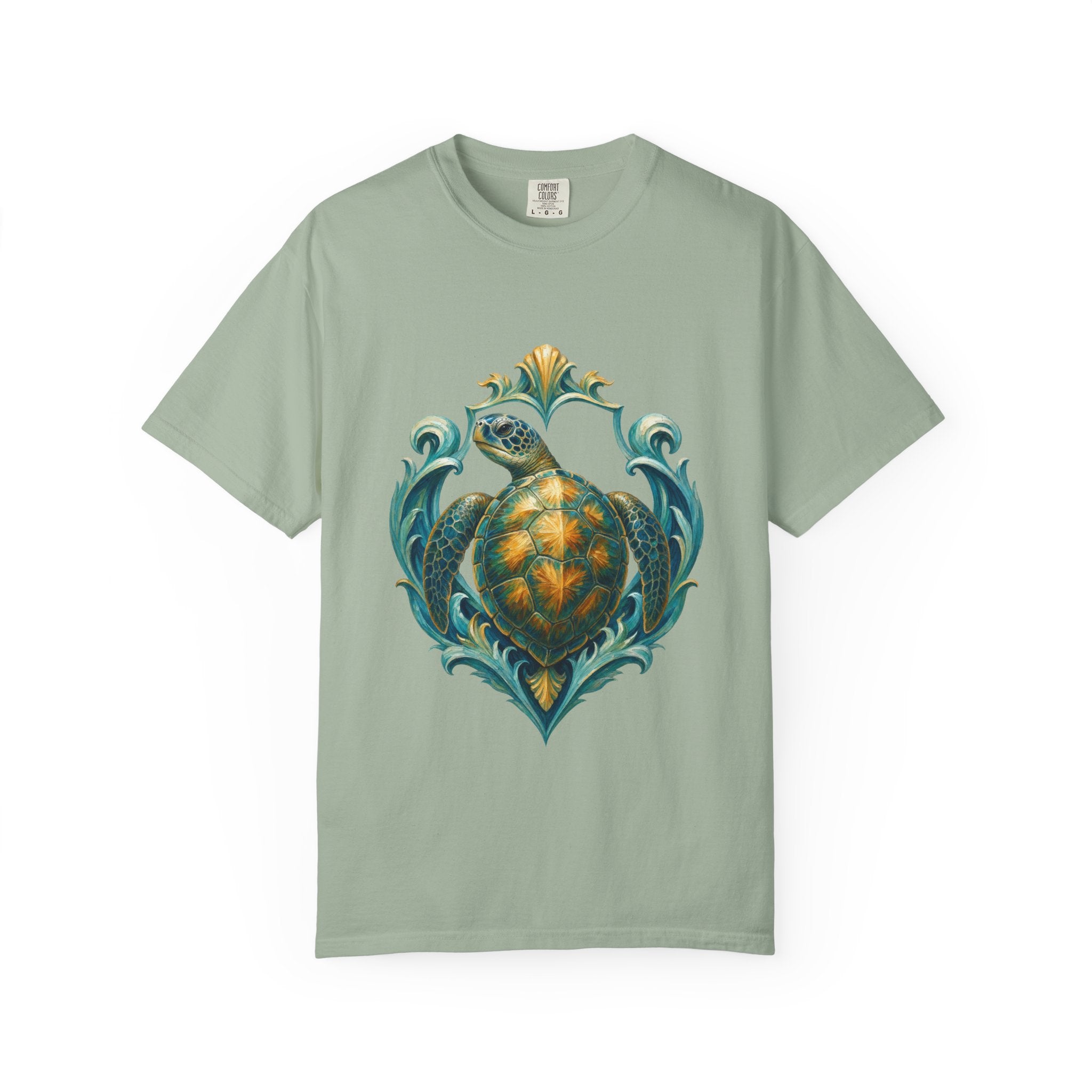 Sea Turtle Long Sleeve Sun Shirt, Painterly Turtle Crest Swim Tee, Beach Ocean Lover Gift, Coastal Swim Sweatshirt