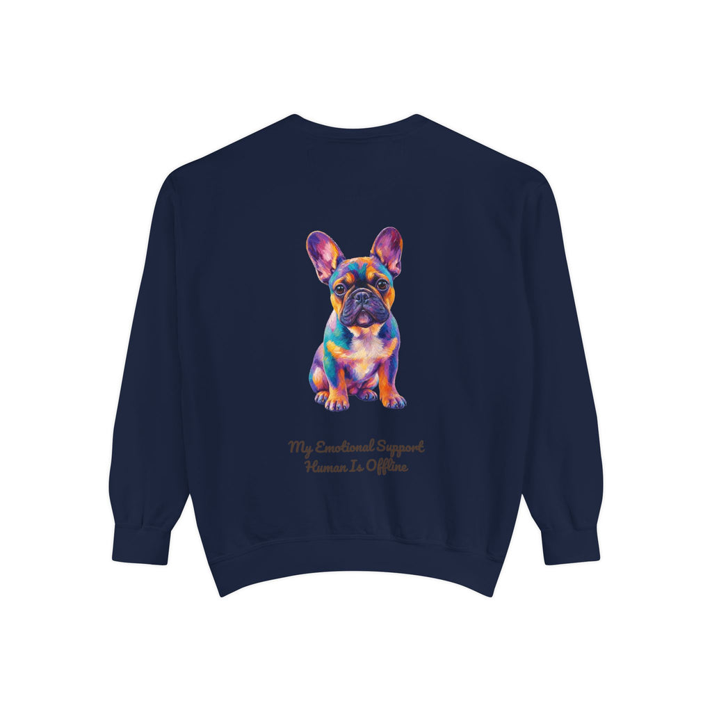 French Bulldog Shirt, My Emotional Support Human Is Offline Tee, Funny Frenchie Dog Mom Gift, Painterly Dog Lover Sweatshirt
