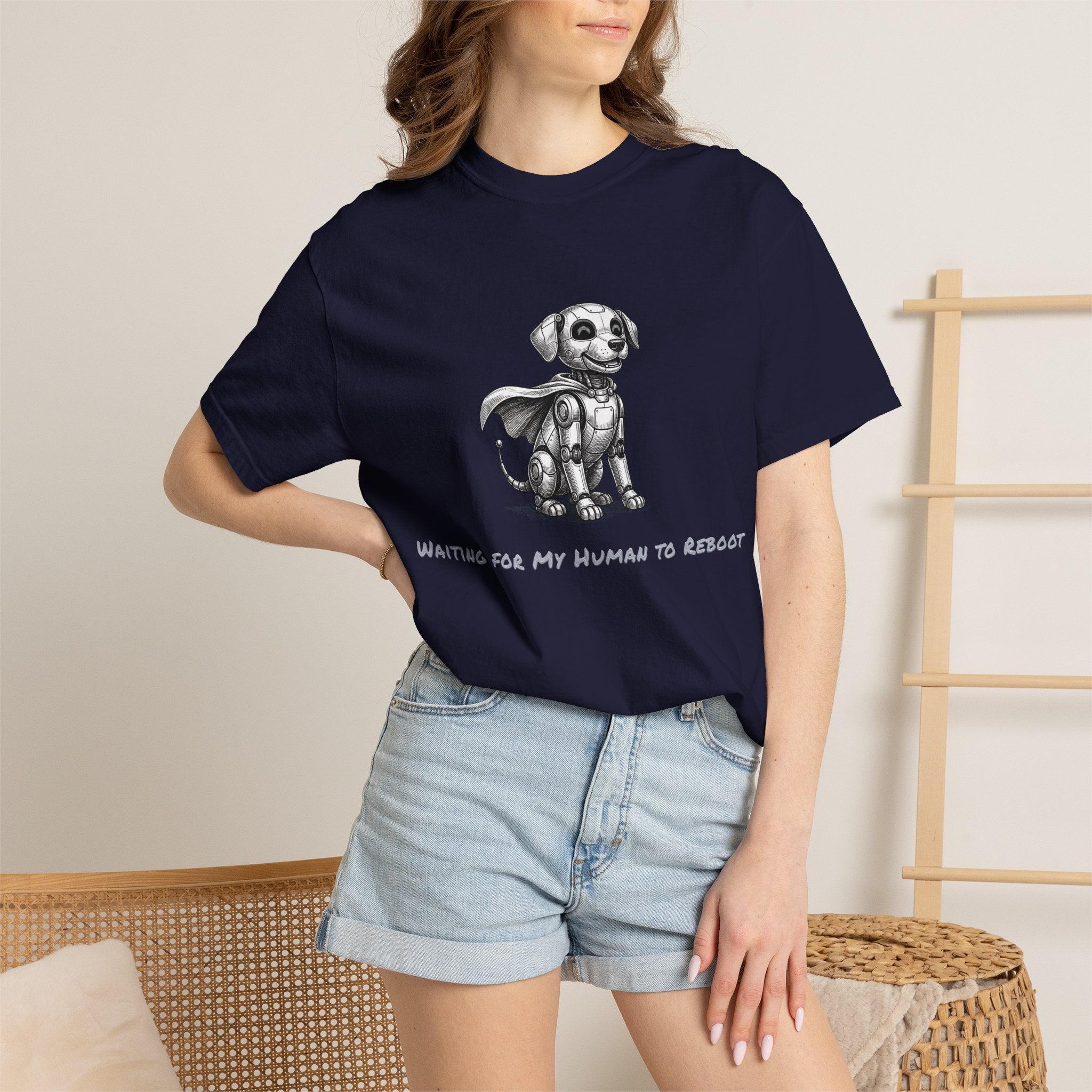 Robot Dog T-Shirt — Waiting for My Human to Reboot, Funny AI Tee